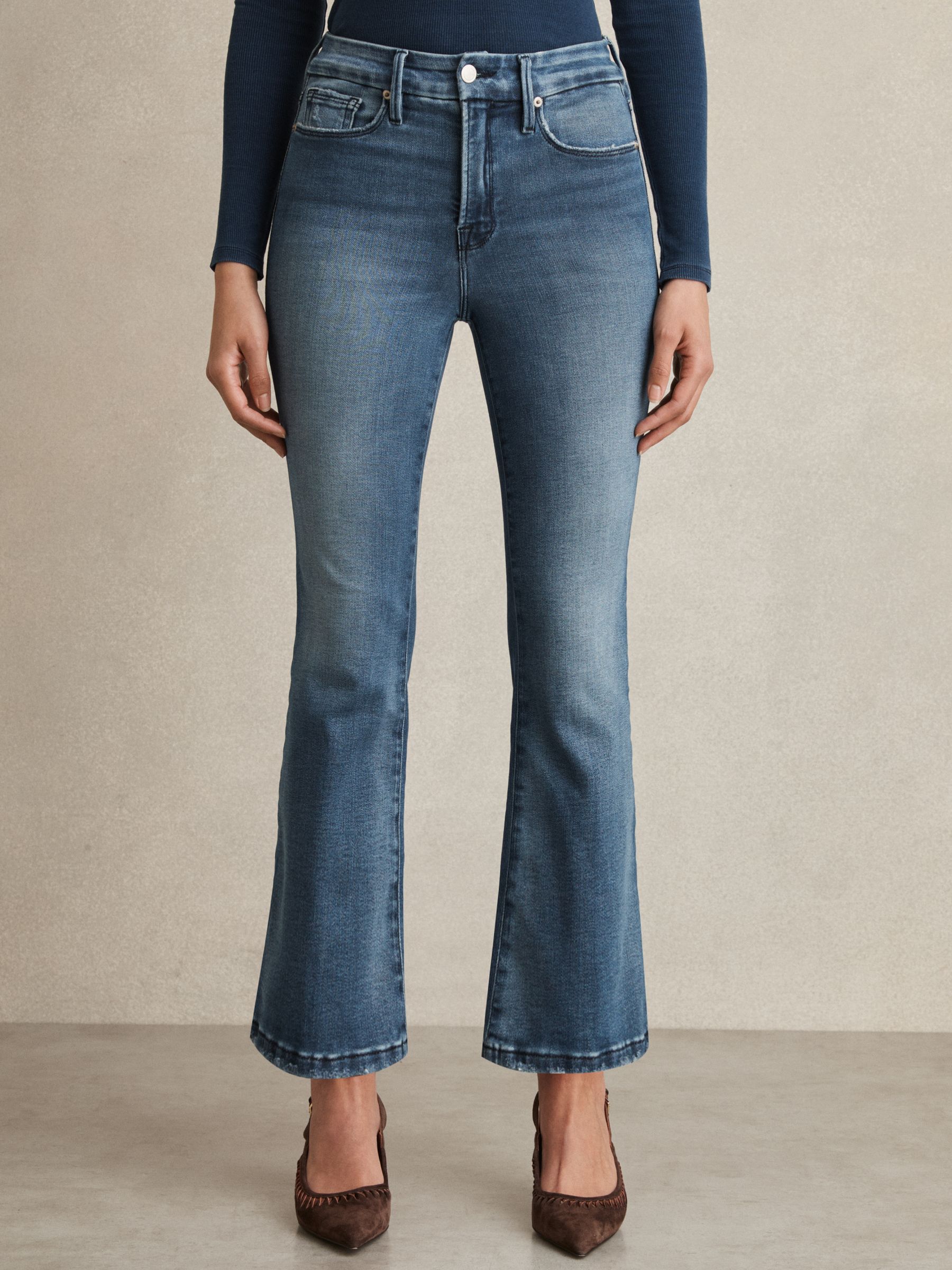 Cropped Bootcut Jeans in Indigo - Image 3 of 7