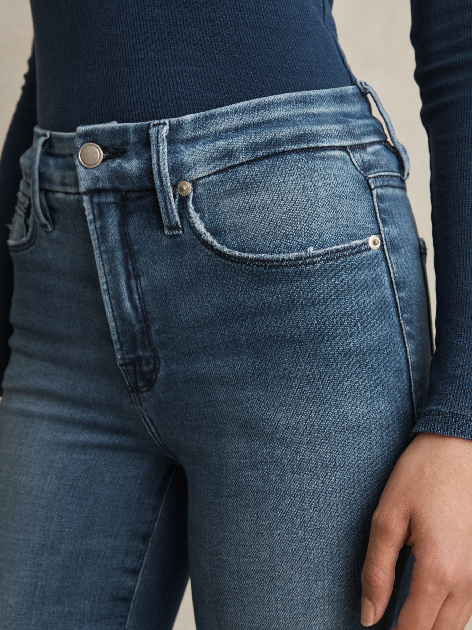 Cropped Bootcut Jeans in Indigo - Image 4 of 7
