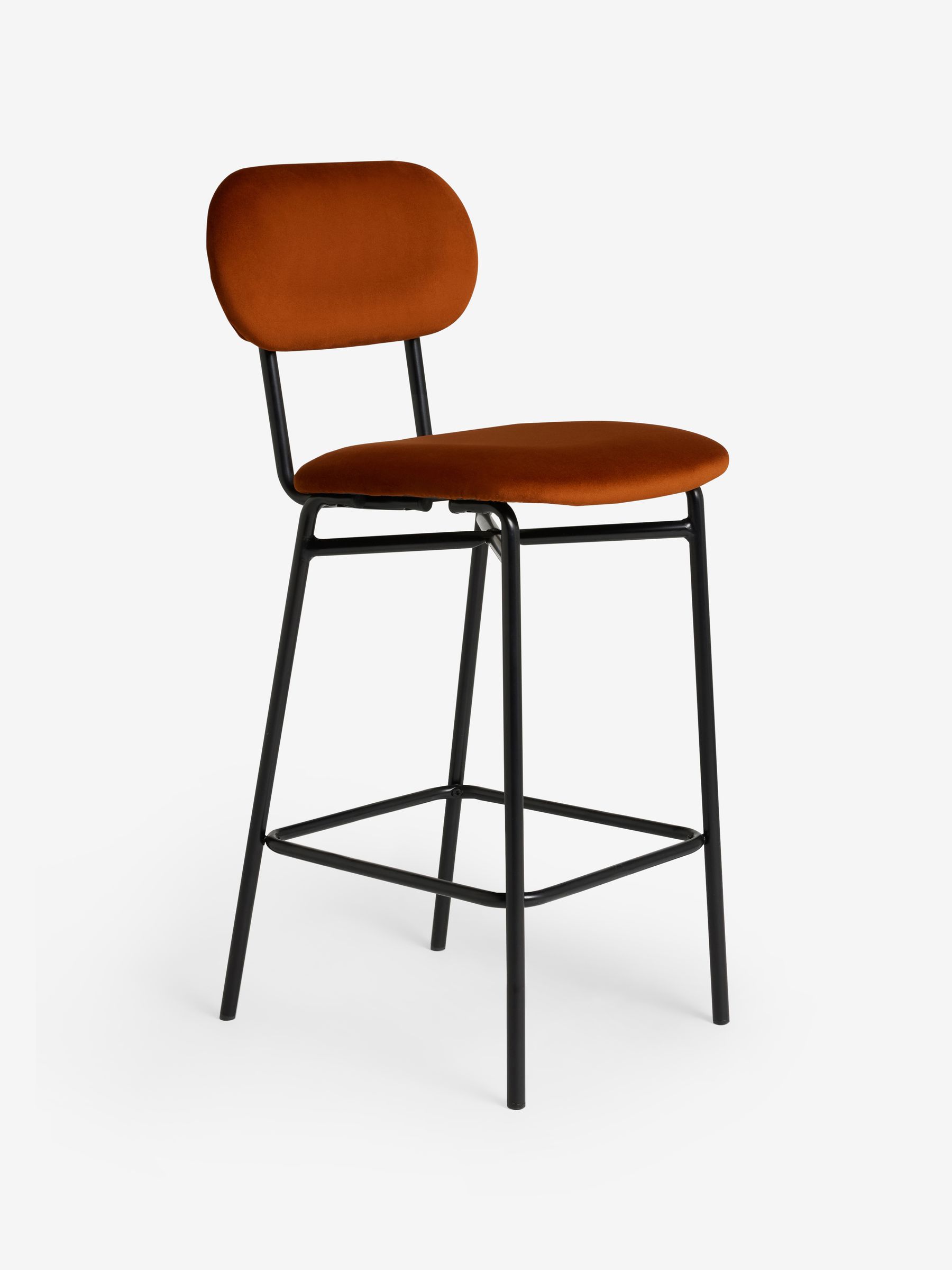 Clemmie Bar Stool in Cinnamon Velvet and Black Legs - Image 4 of 5