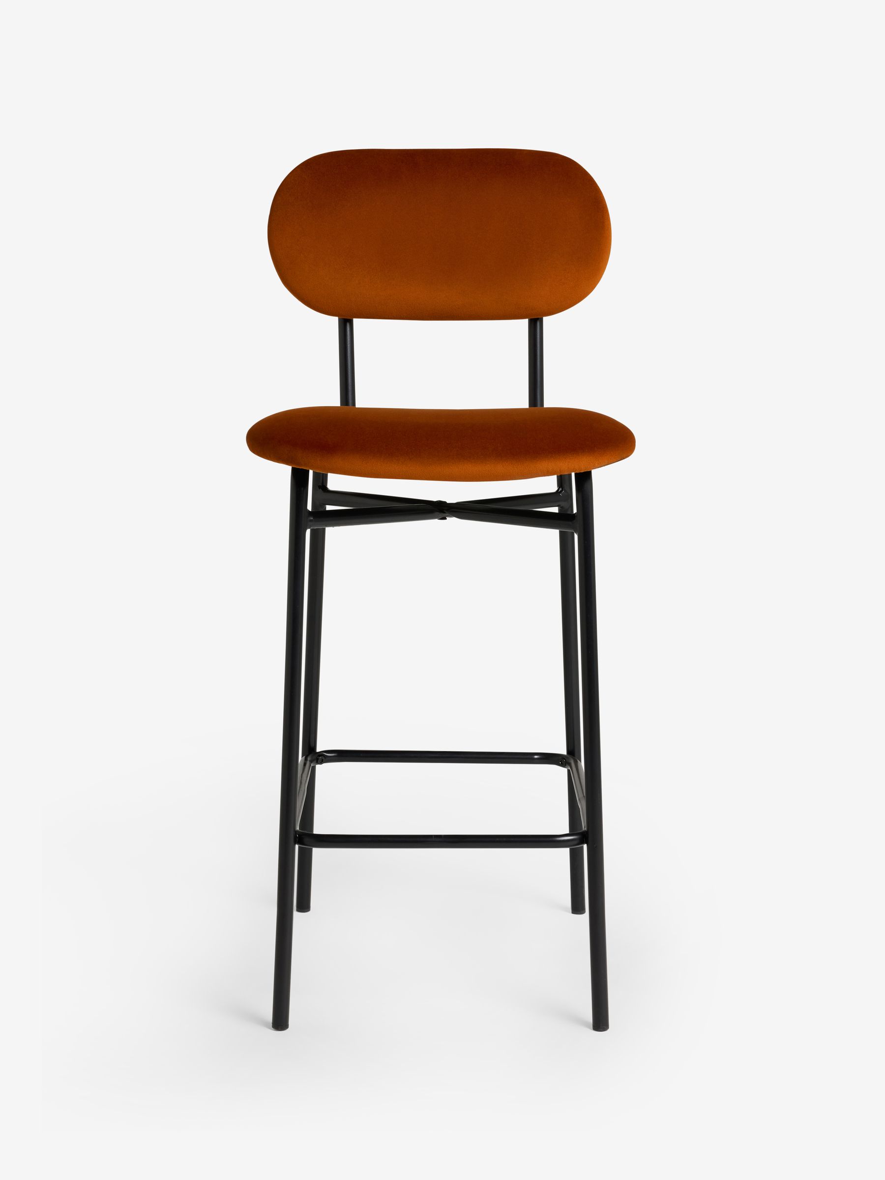 Clemmie Bar Stool in Cinnamon Velvet and Black Legs - Image 5 of 5