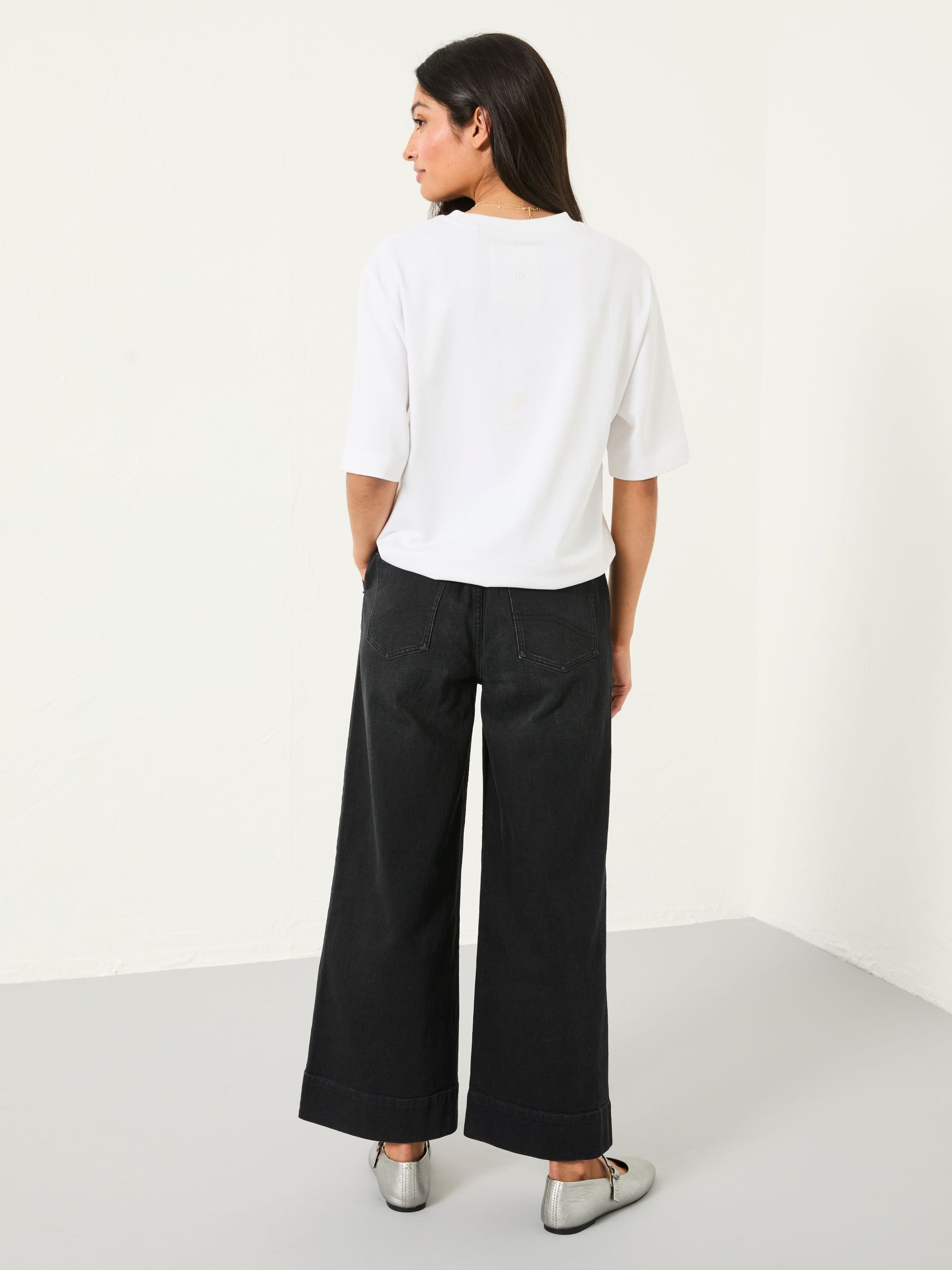 Hove Washed Black Wide Leg Crop Jeans - Image 2 of 6