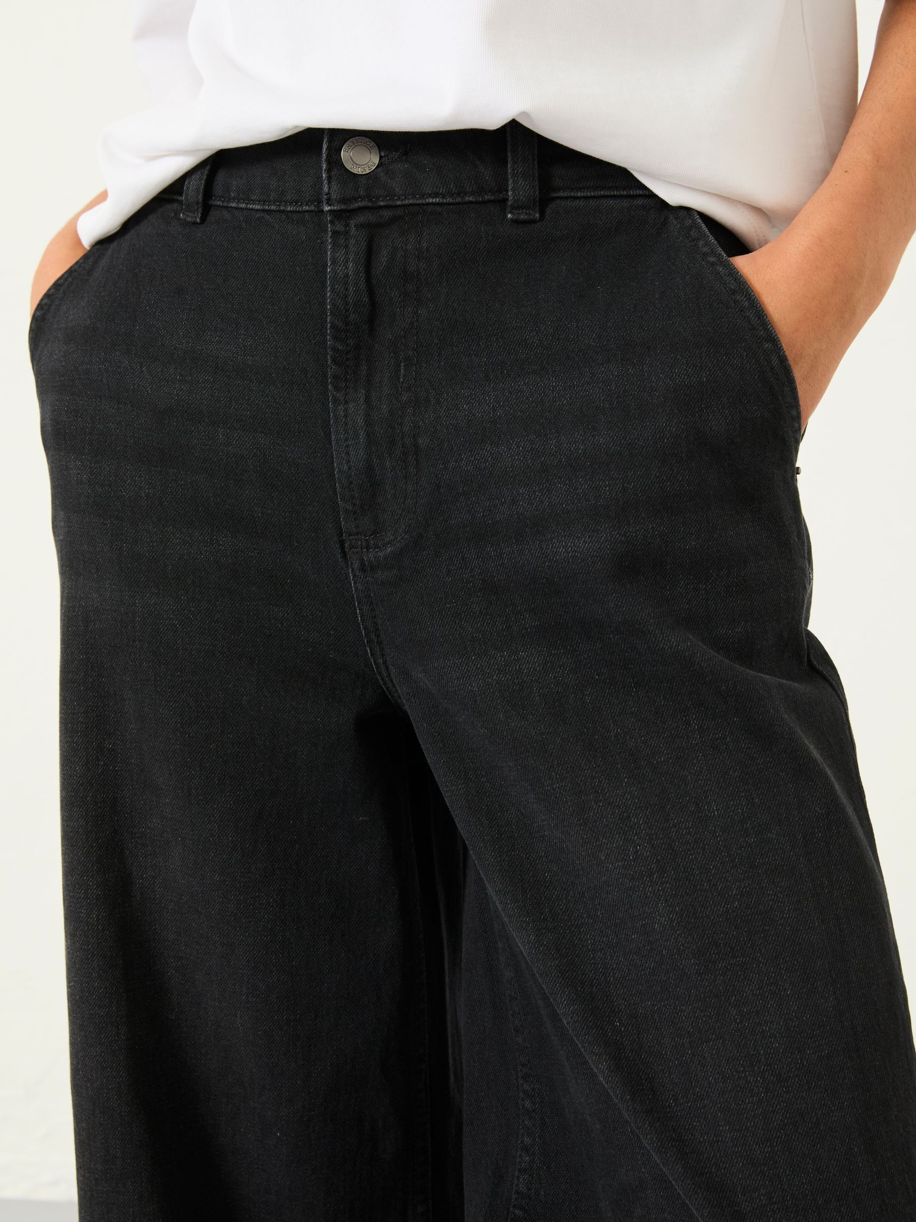 Hove Washed Black Wide Leg Crop Jeans - Image 3 of 6