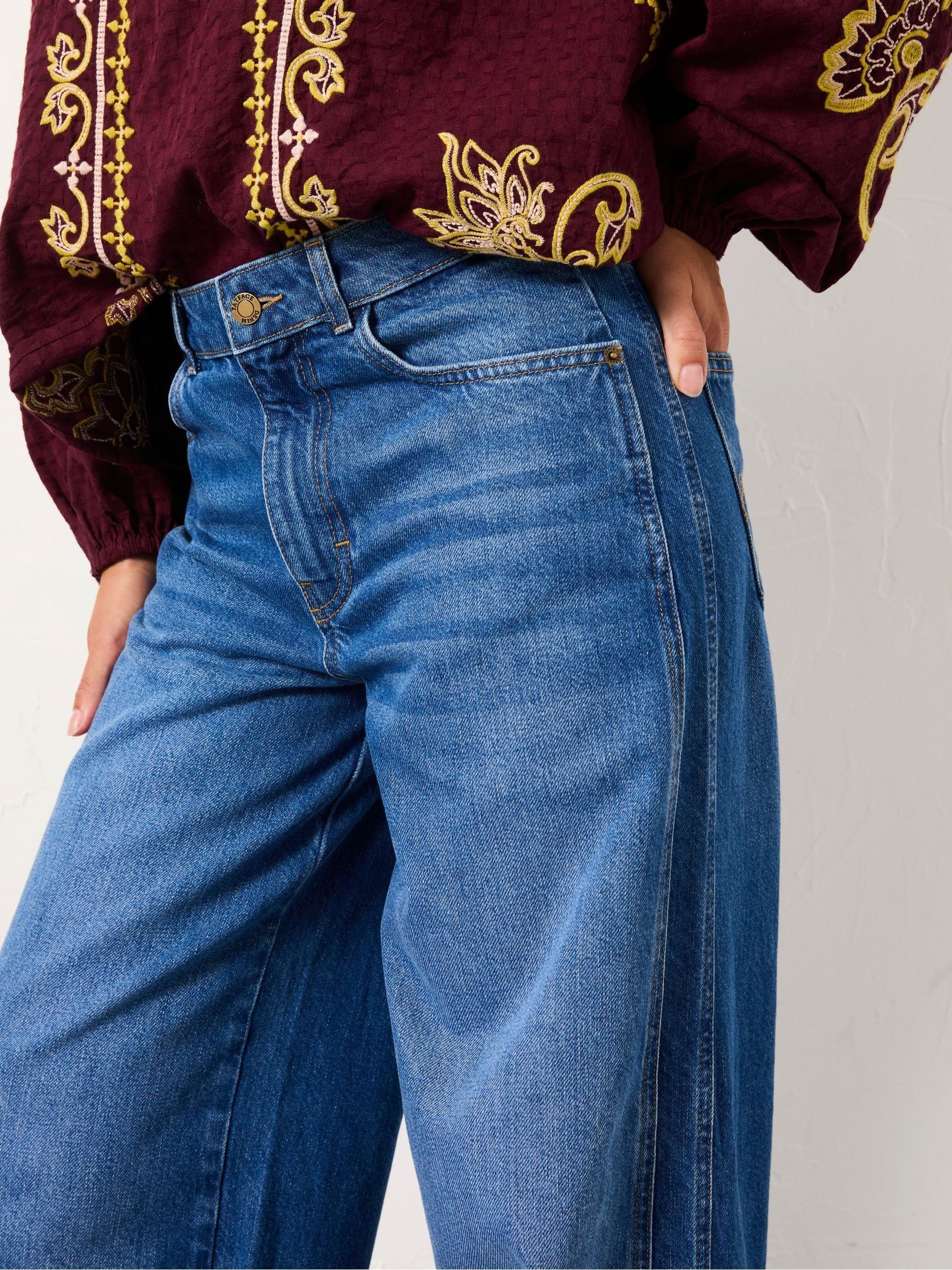 Blue Denim Willow Wide Leg Jeans | FatFace USA