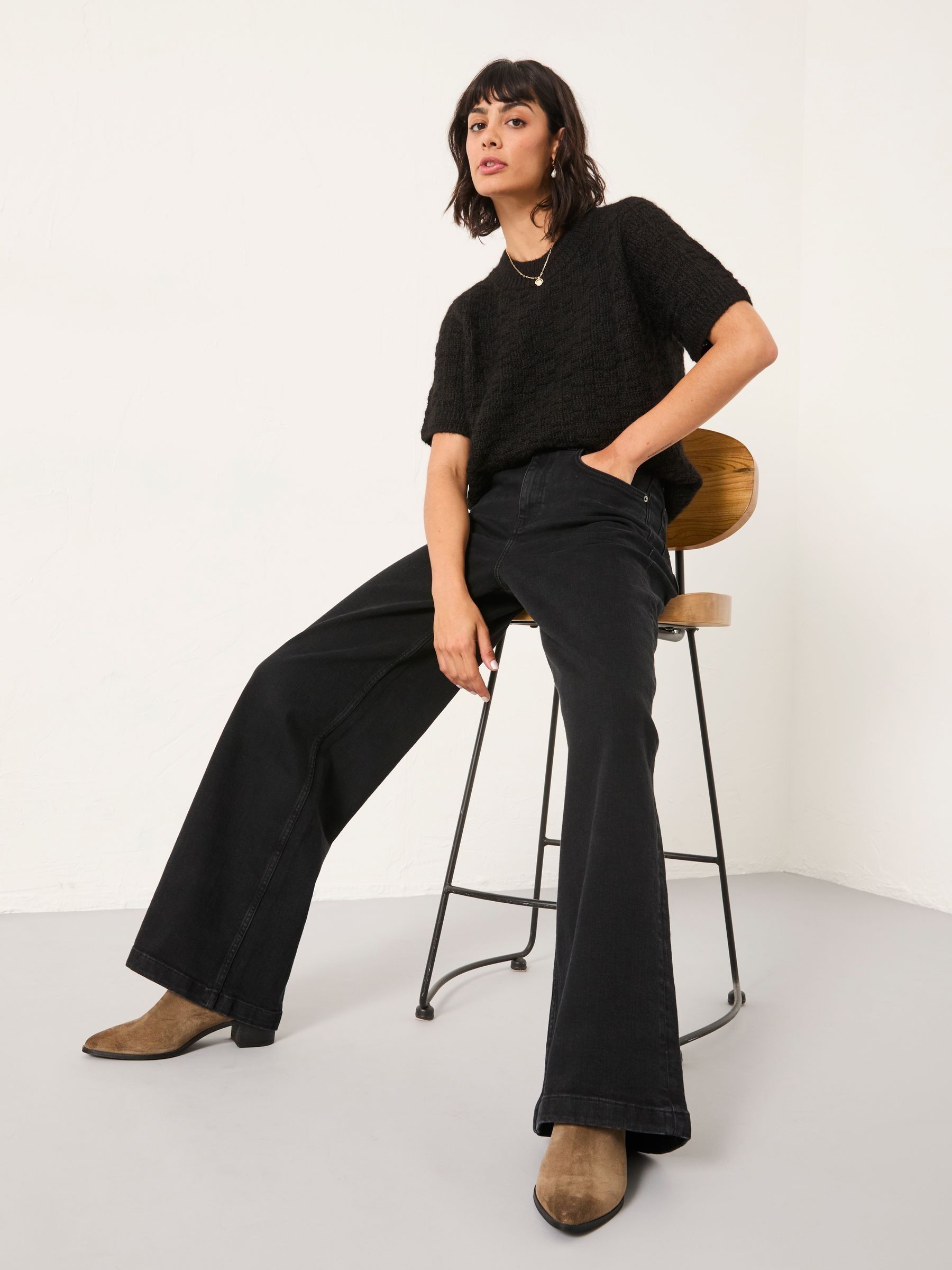 Welling Black Wide Leg Jeans - Image 4 of 7