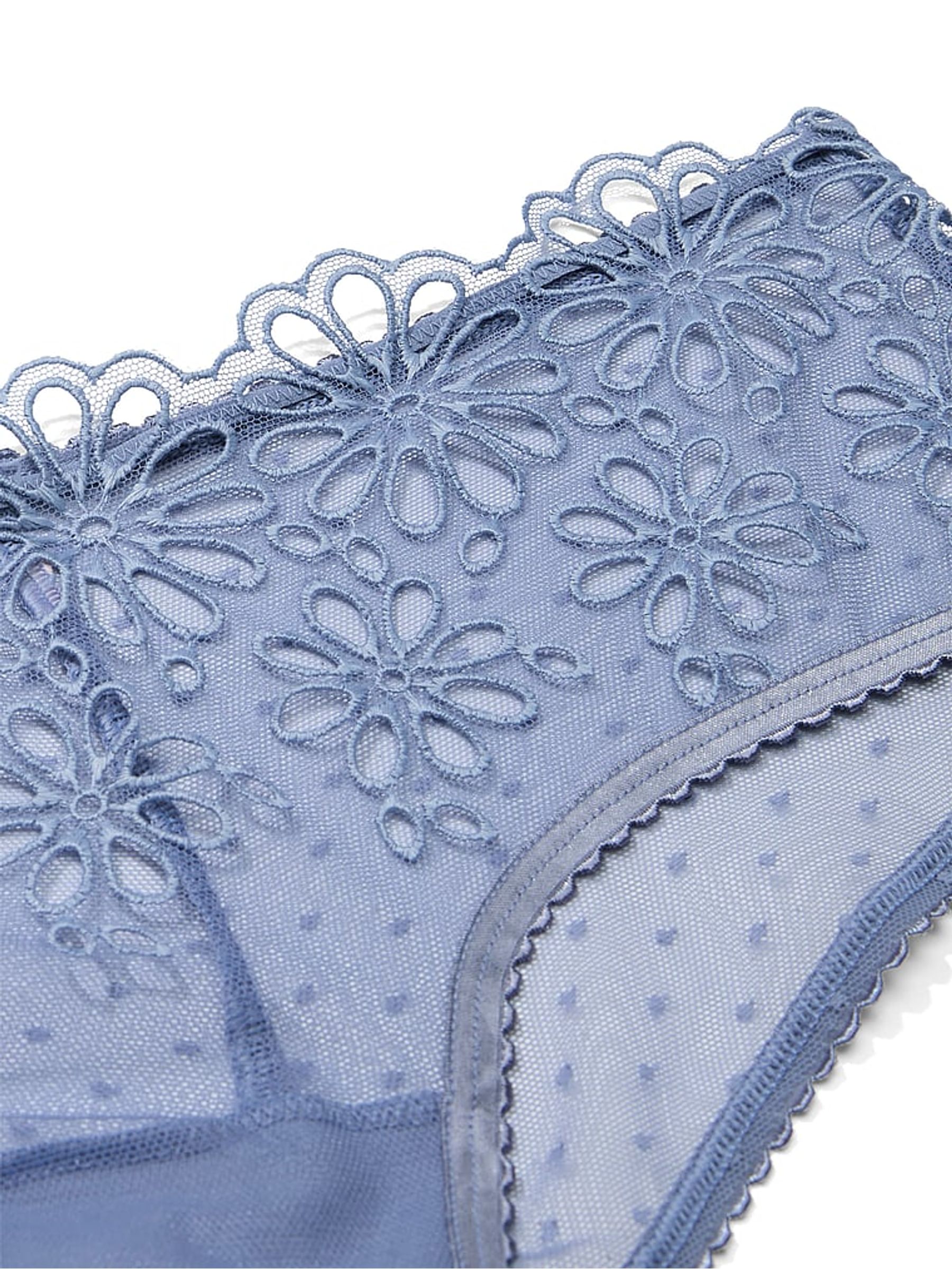 Smokey Blue Cheeky Eyelet Mesh Knickers - Image 4 of 5