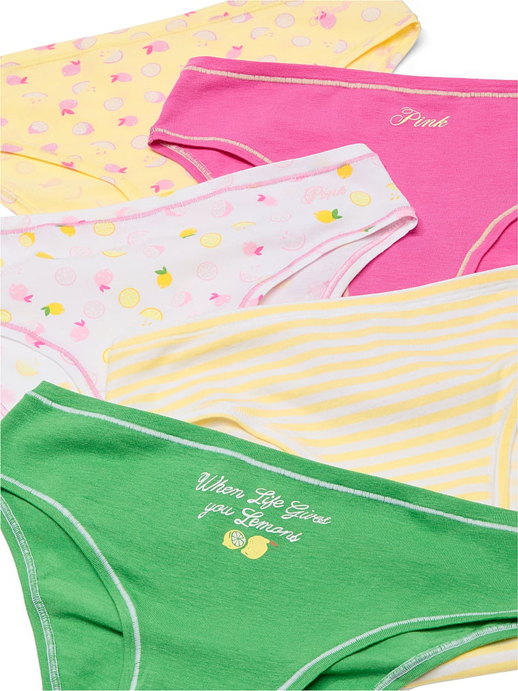 Yellow/Pink/White/Green/Yellow Cheeky 5 Pack Knickers - Image 2 of 2