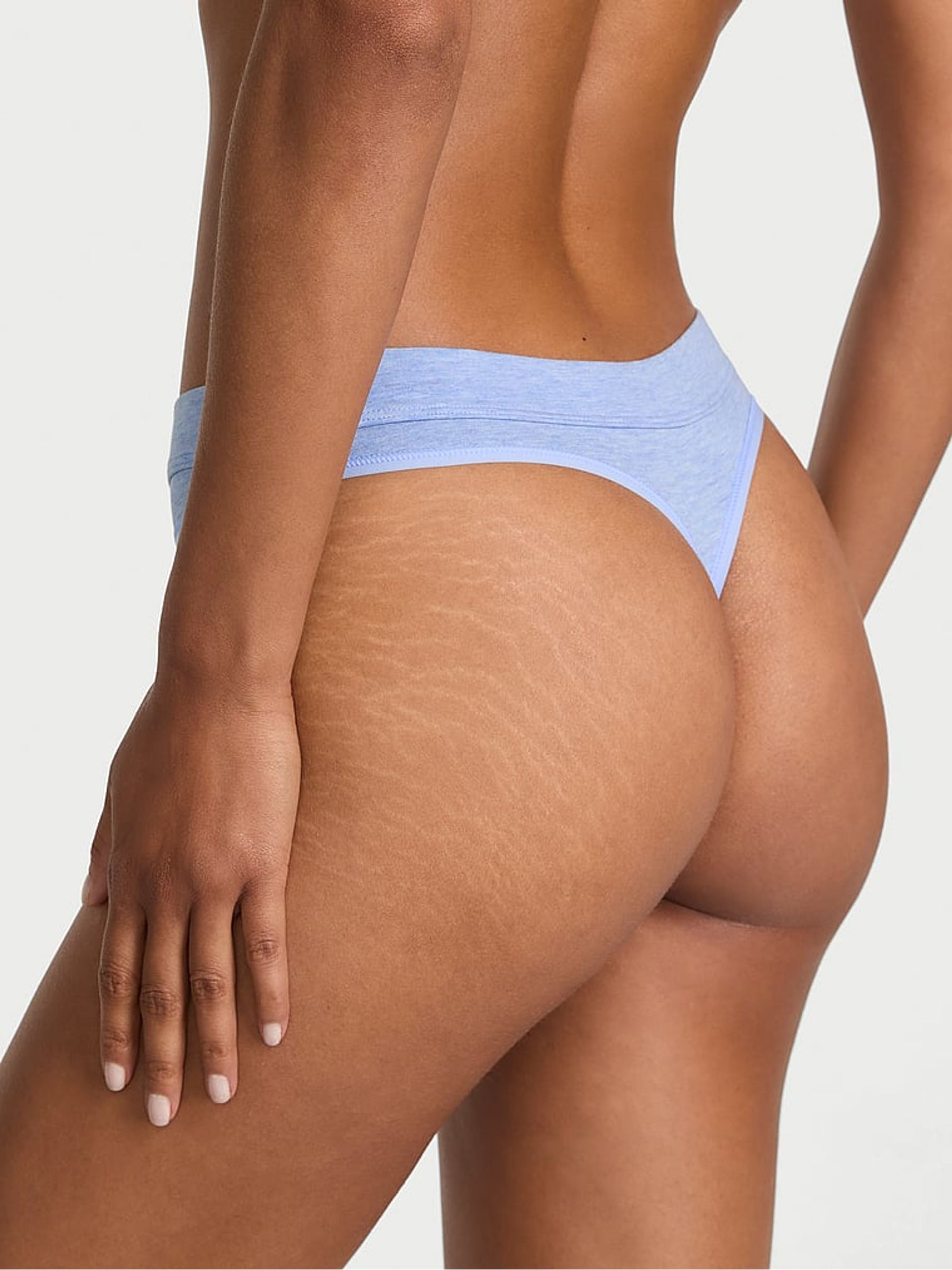 Heather Cornflower Blue Thong Cotton Logo Knickers - Image 2 of 2