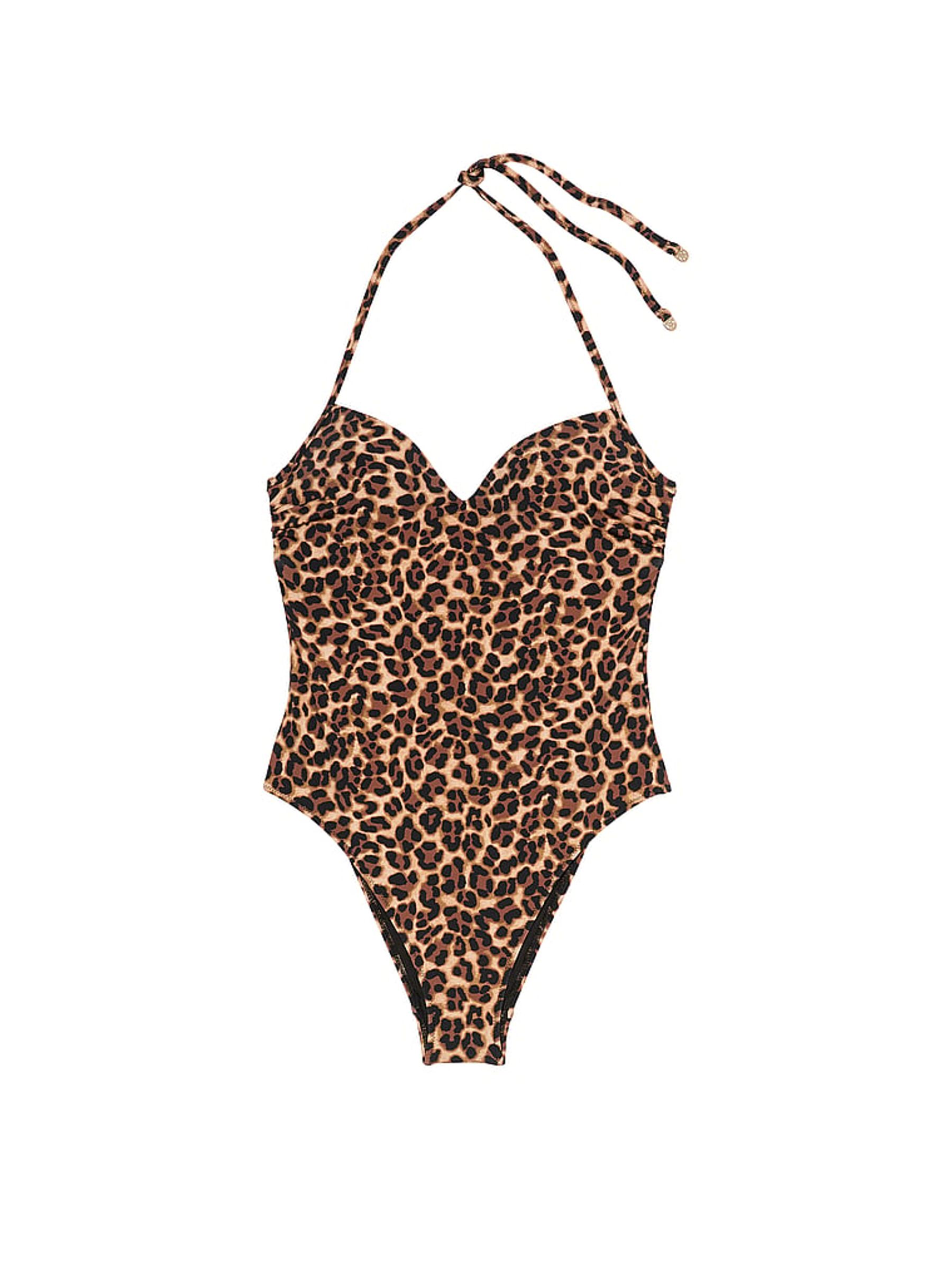 Leopard Brown Halter Push Up Swimsuit - Image 3 of 3