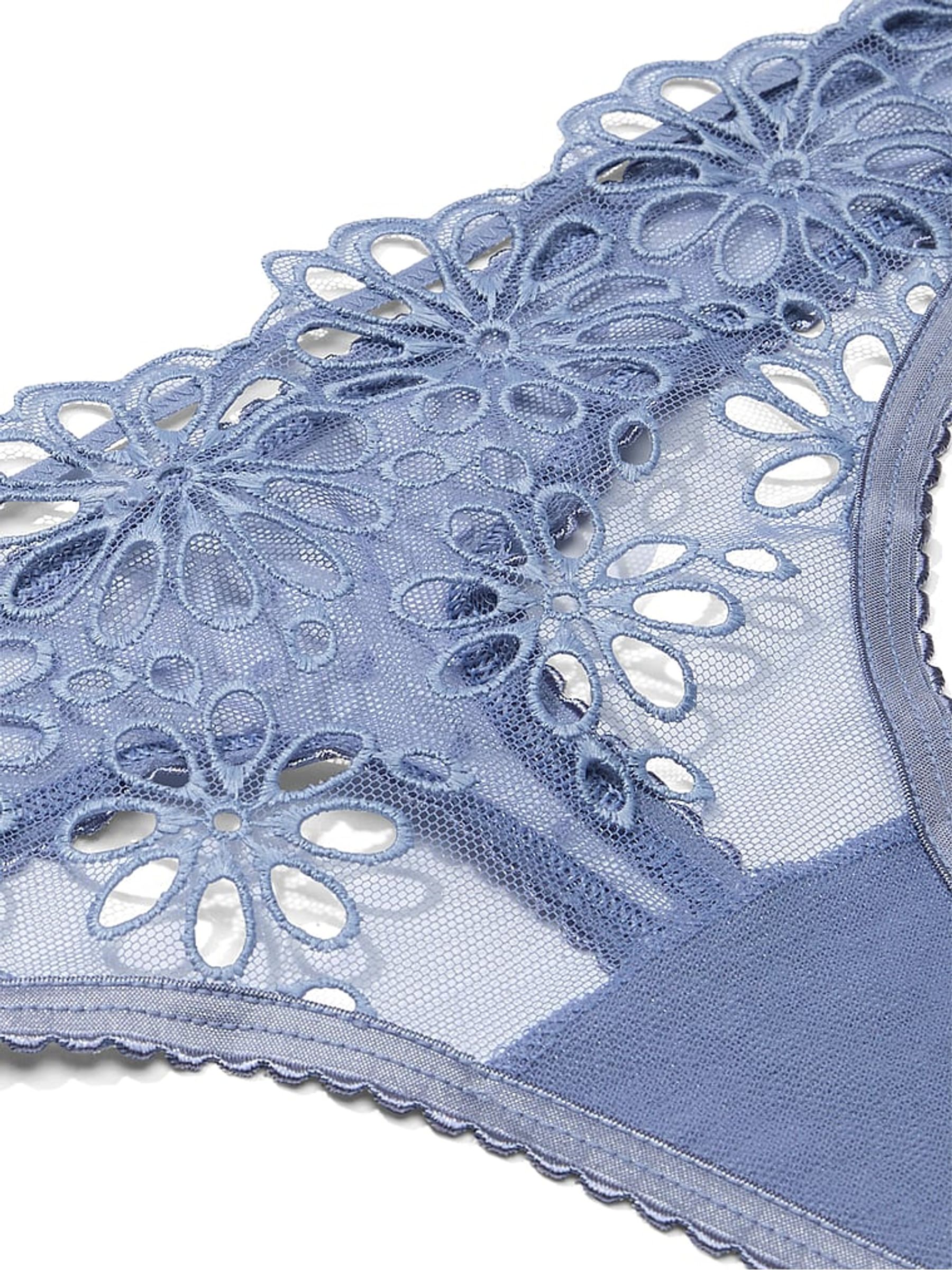Smokey Blue Thong Eyelet Mesh Knickers - Image 5 of 5