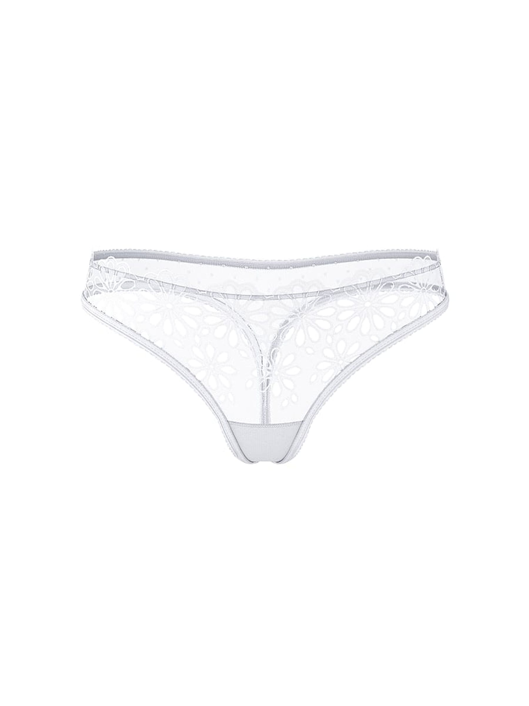 White Thong Eyelet Mesh Knickers - Image 4 of 4