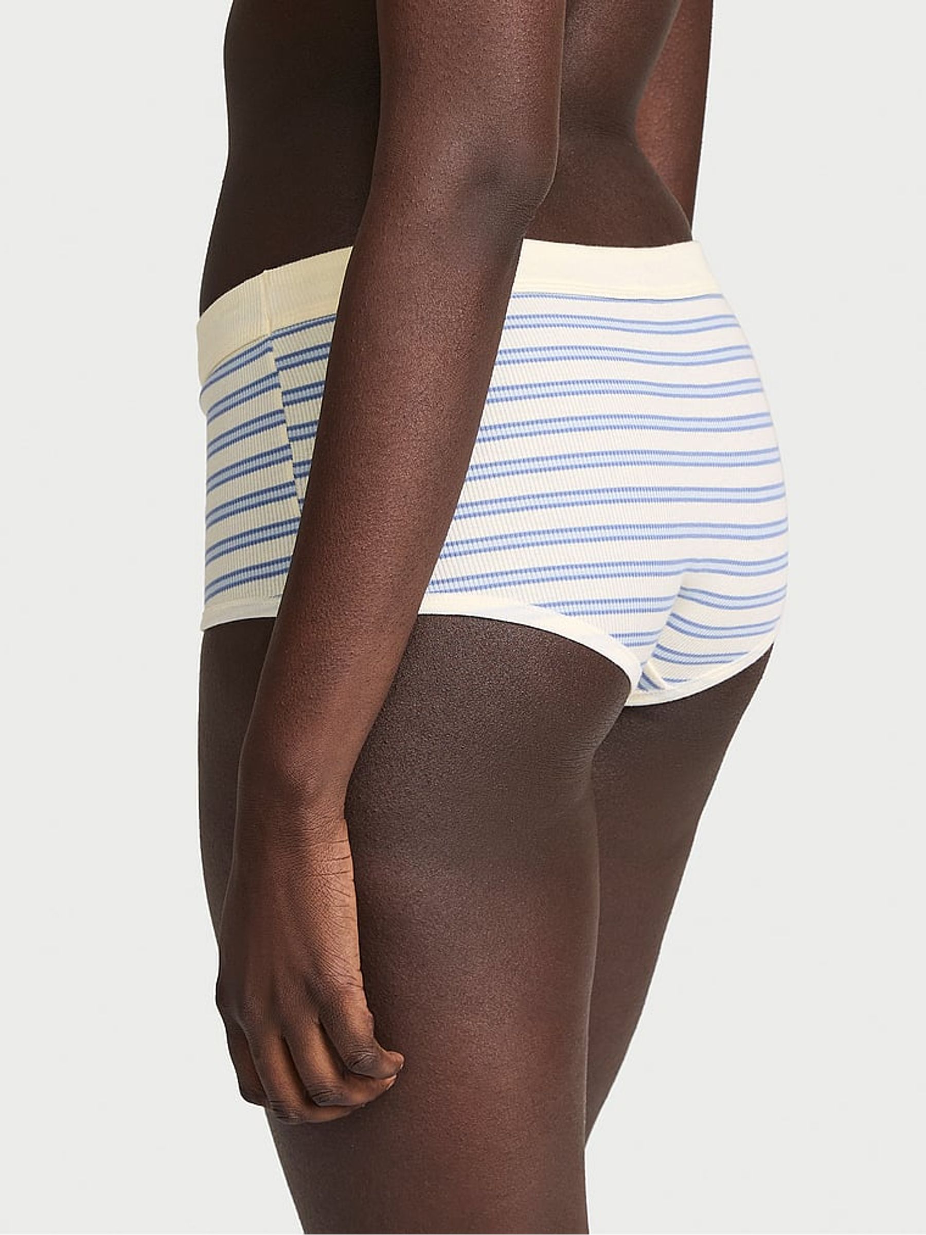 Cream Stripe Nude Short Cotton Rib Logo Knickers - Image 2 of 2