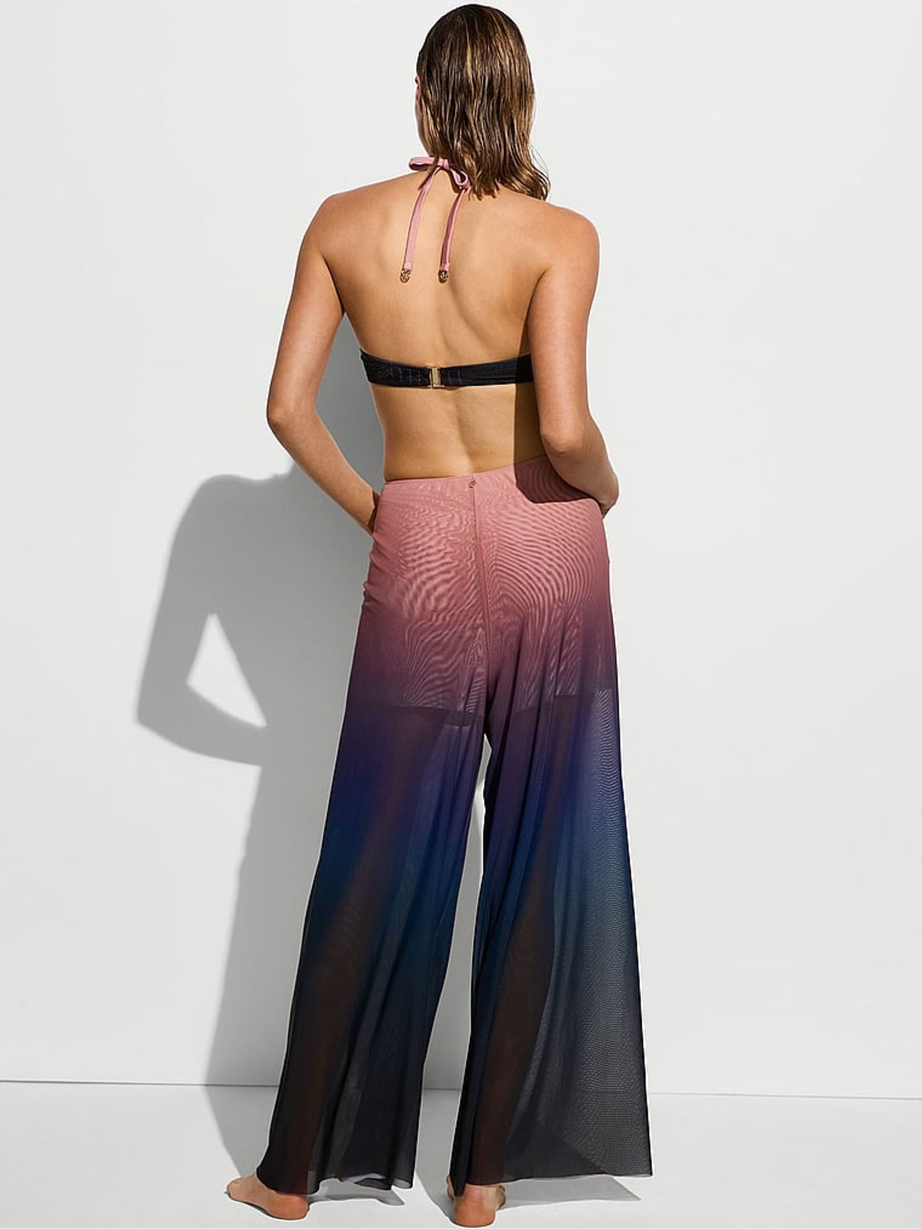 Blue Ombre Mesh Knot Cover Up Trousers - Image 2 of 3