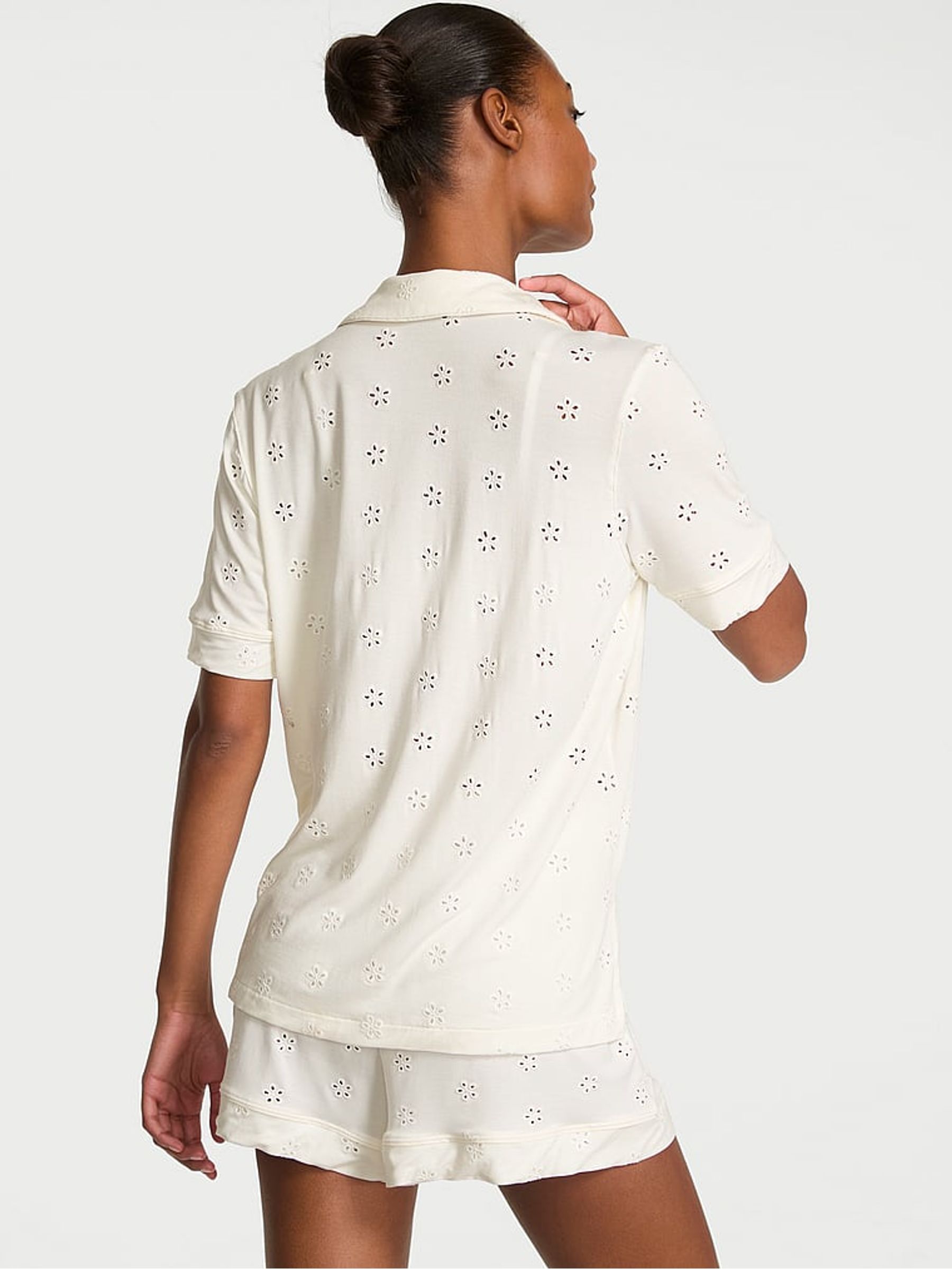 Coconut White Eyelet Modal Short Pyjama Set - Image 2 of 3