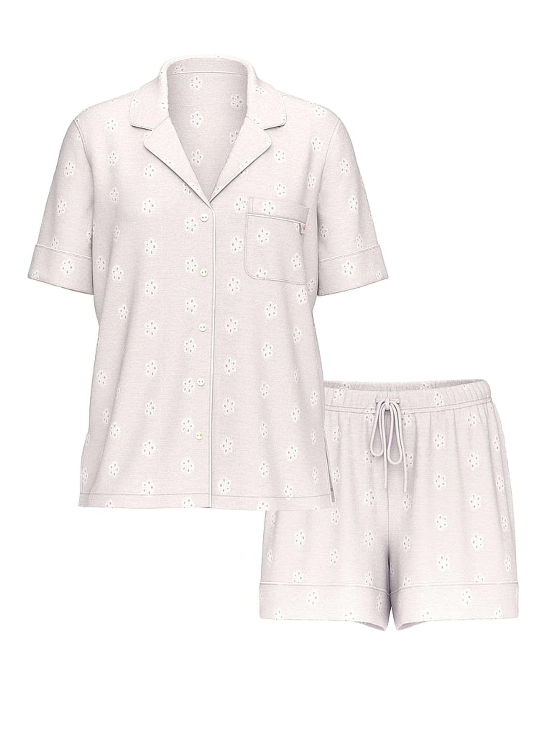 Coconut White Eyelet Modal Short Pyjama Set - Image 3 of 3