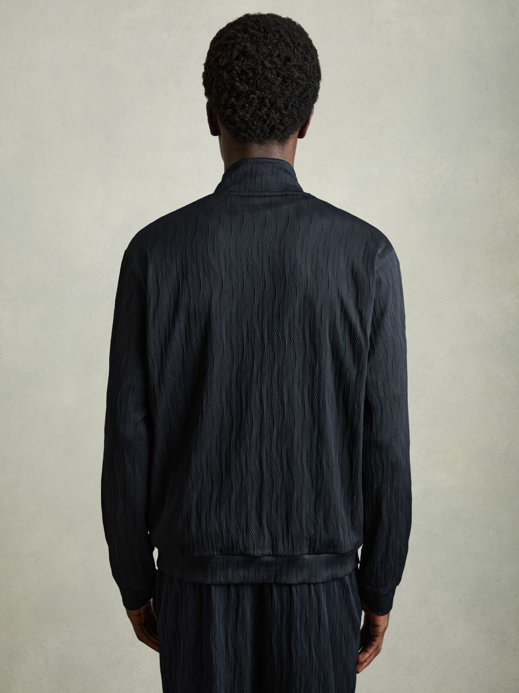 Wave-Jacquard Zip-Through Jacket in Navy - Image 6 of 7