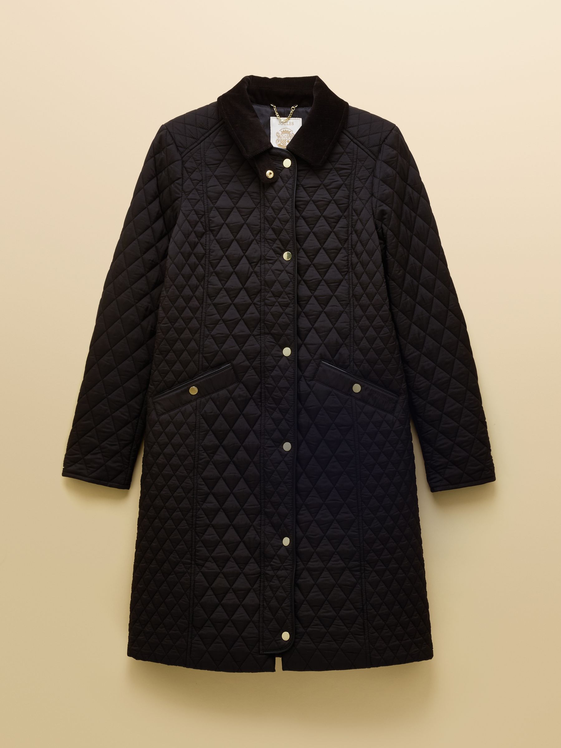 Rosewell Black Longline Diamond Quilted Showerproof Coat with Collar - Image 13 of 13