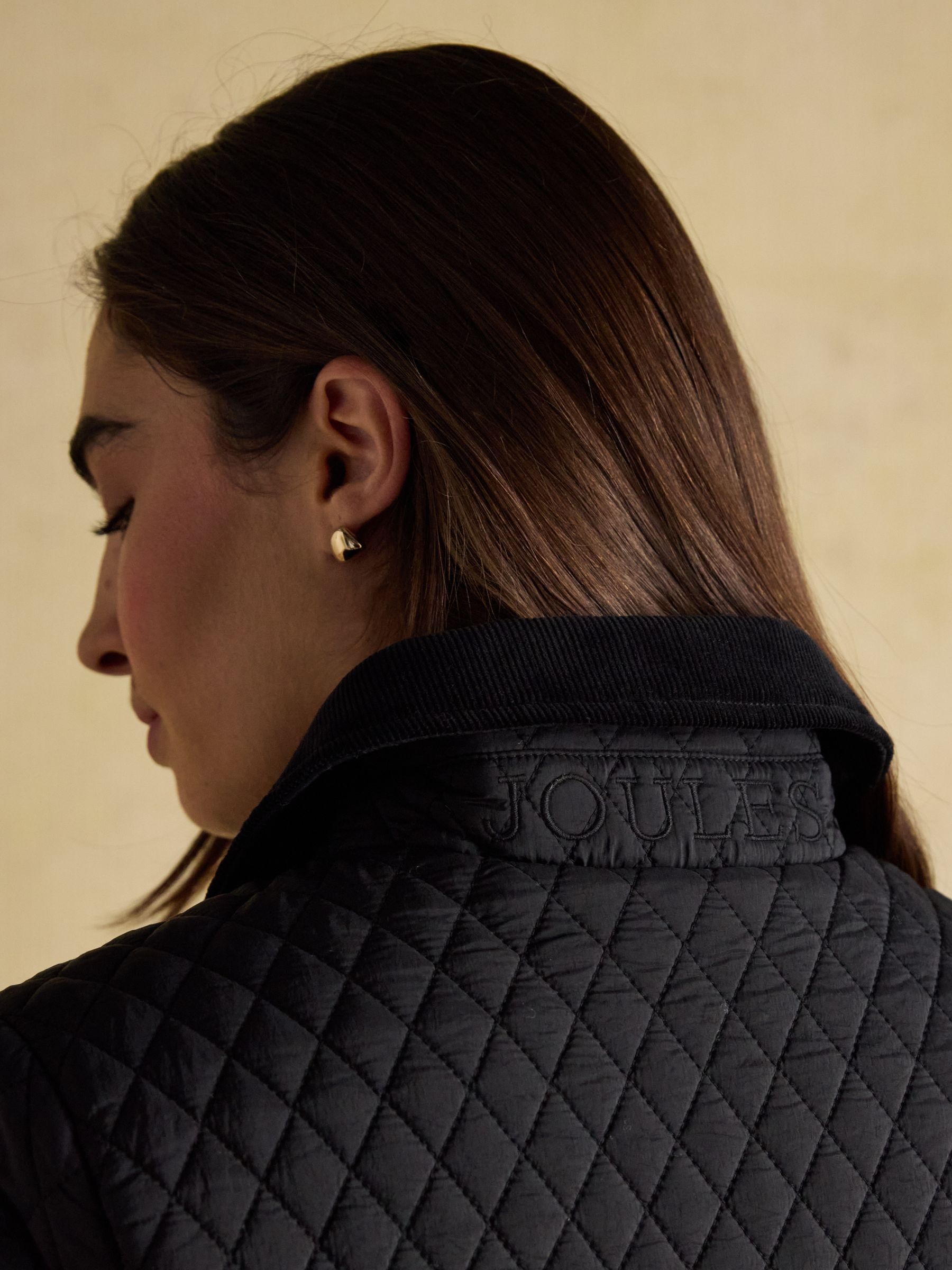 Rosewell Black Longline Diamond Quilted Showerproof Coat with Collar - Image 7 of 13