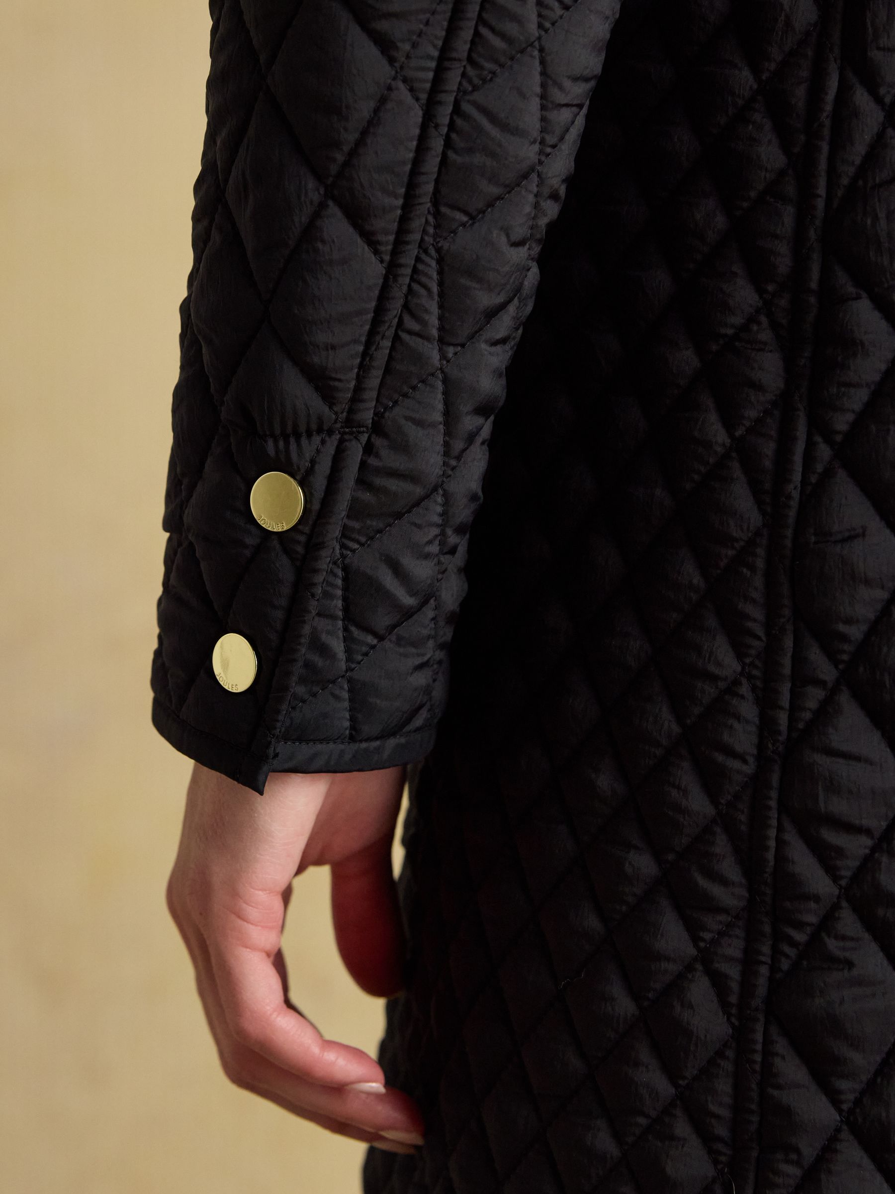 Rosewell Black Longline Diamond Quilted Showerproof Coat with Collar - Image 9 of 13