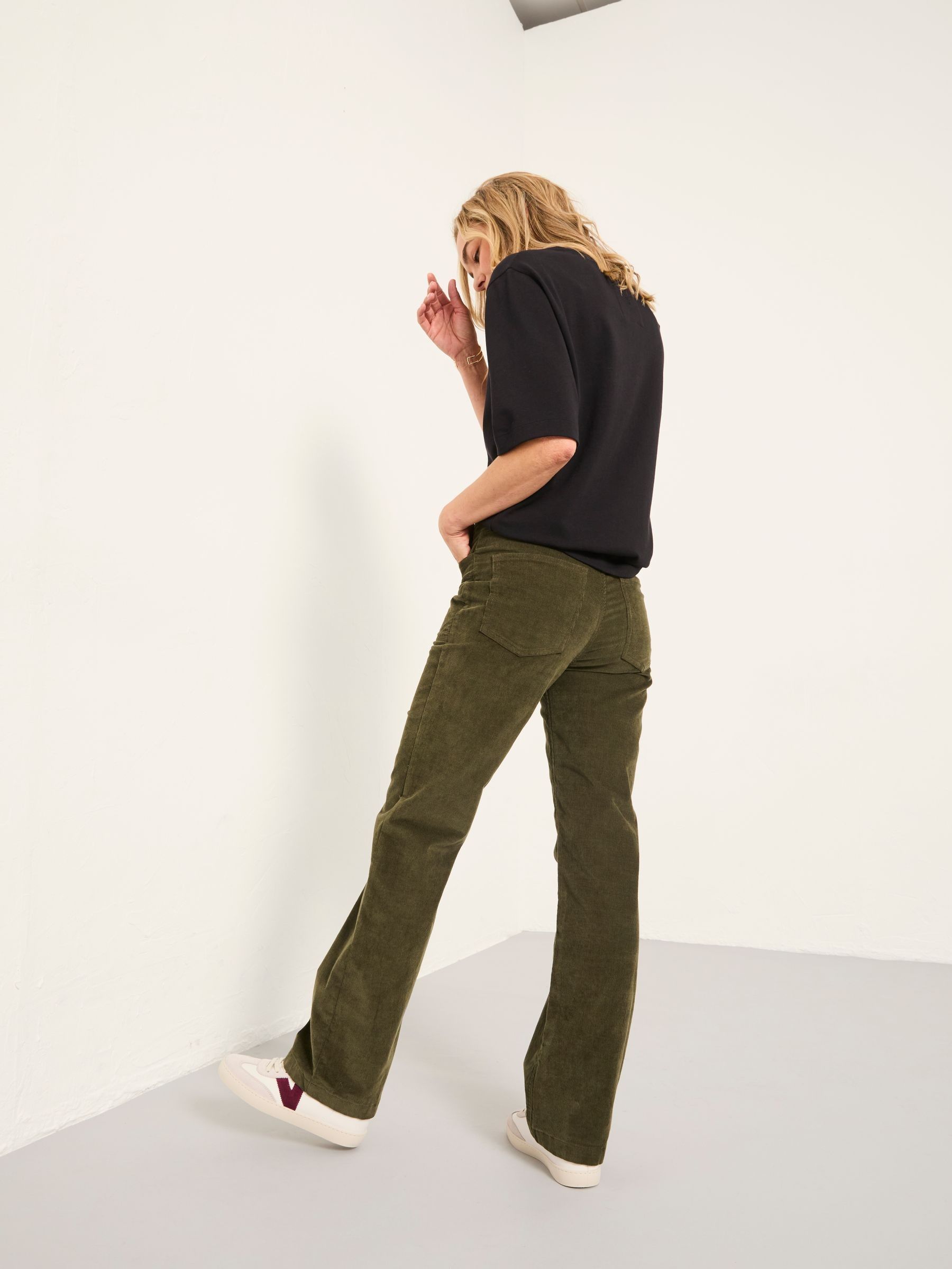 Clara Olive Green Cord Trouser - Image 2 of 5