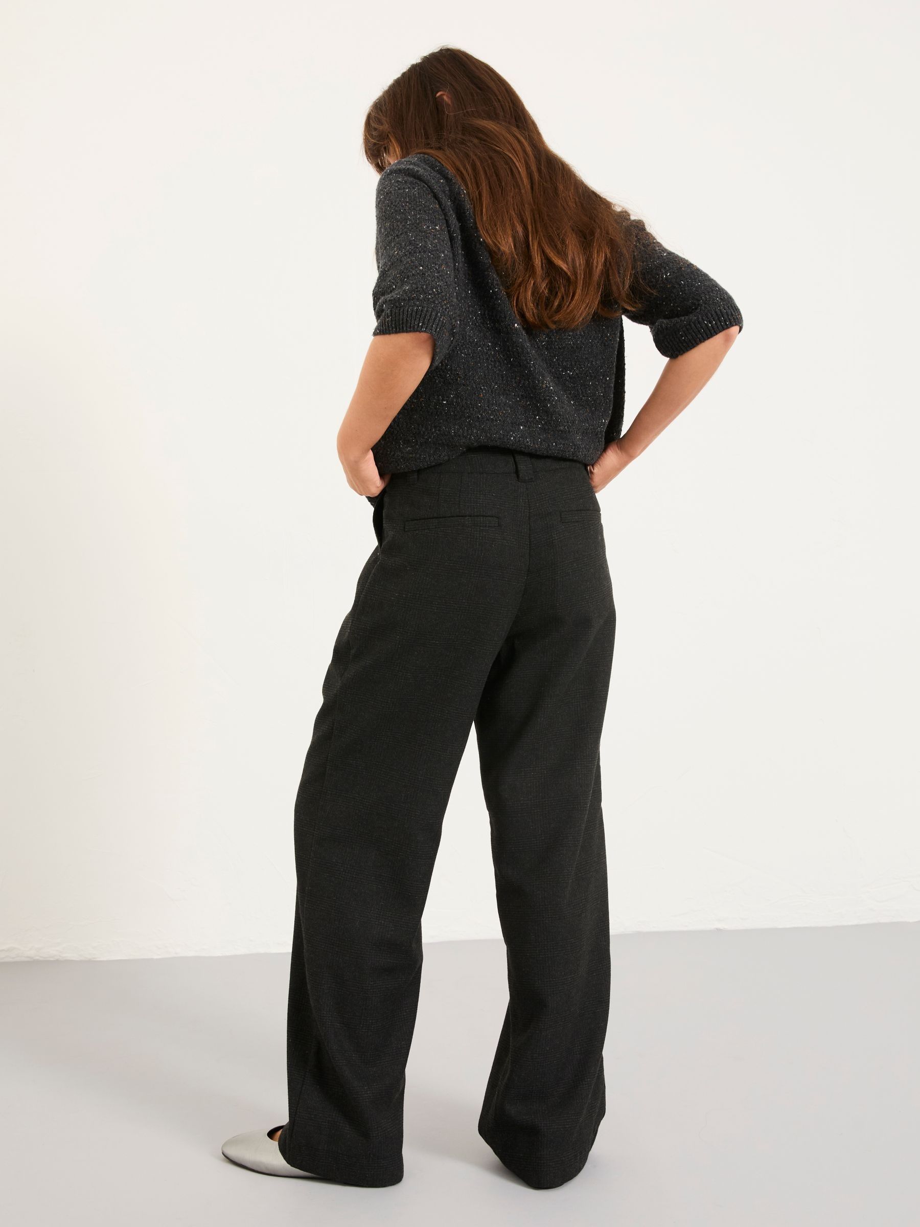 Juno Charcoal Grey Check Straight Leg Trousers - Image 2 of 6