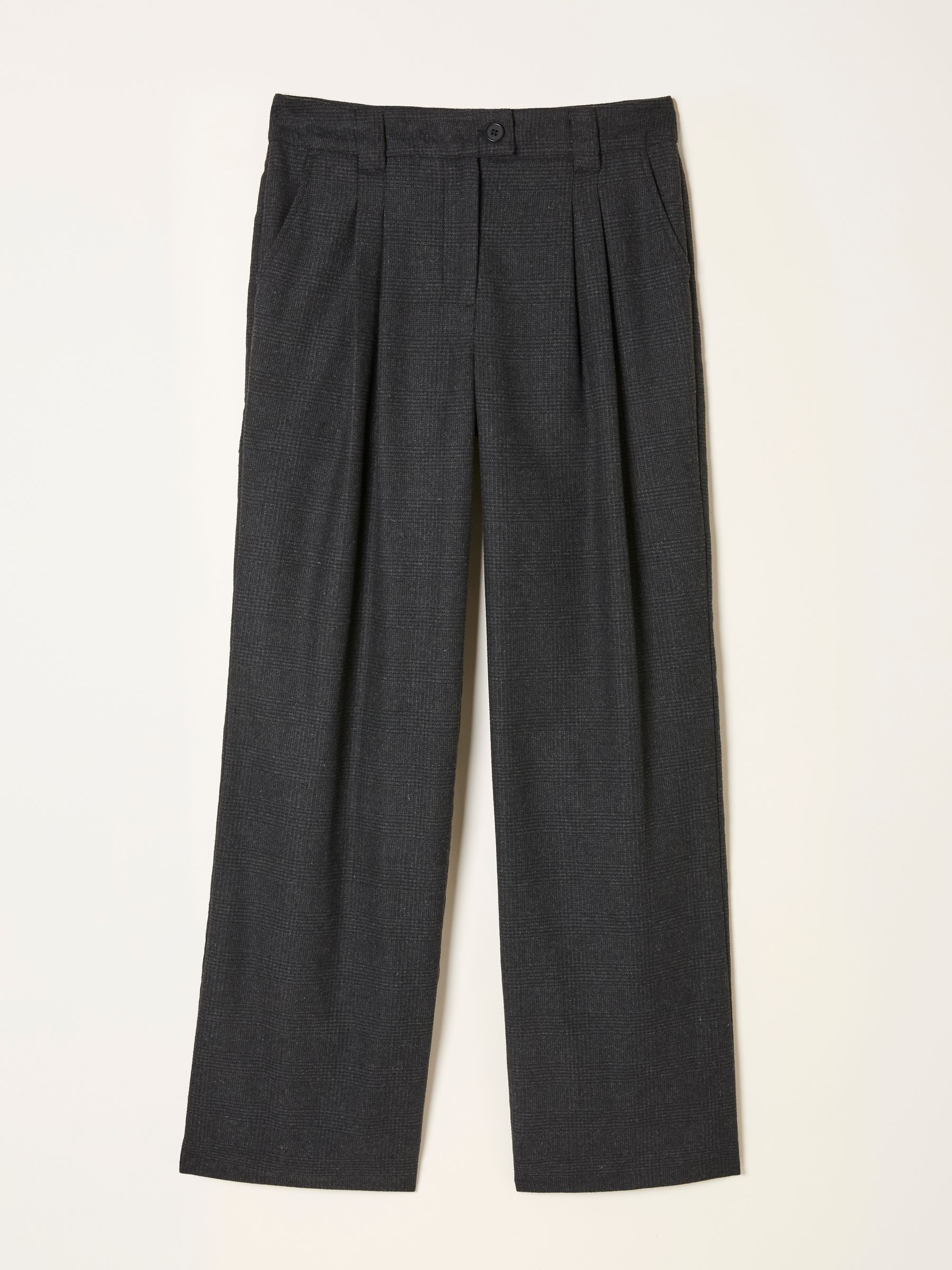 Juno Charcoal Grey Check Straight Leg Trousers - Image 6 of 6