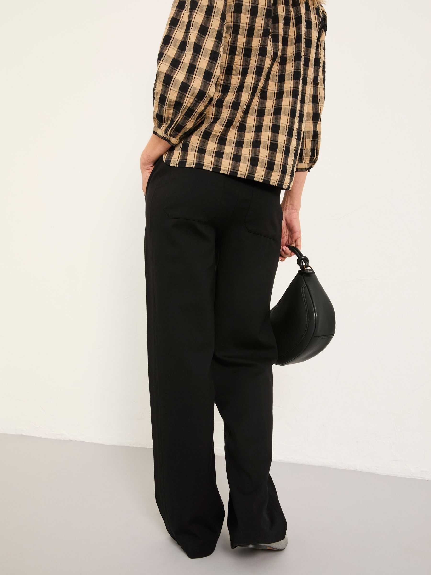 Ely Black Ponte Wide Leg Trouser - Image 2 of 5