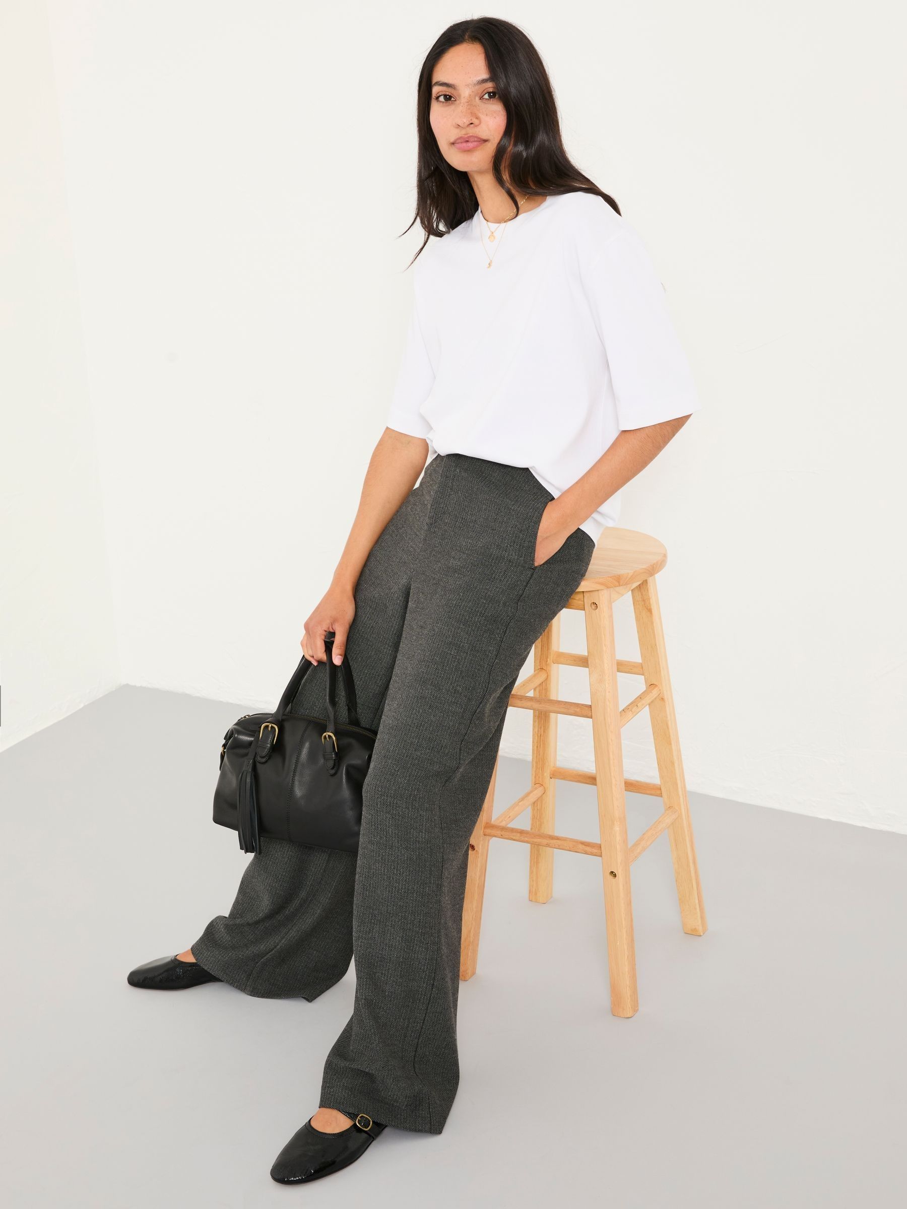 Preseley Charcoal Grey Wide Leg Trousers - Image 1 of 5