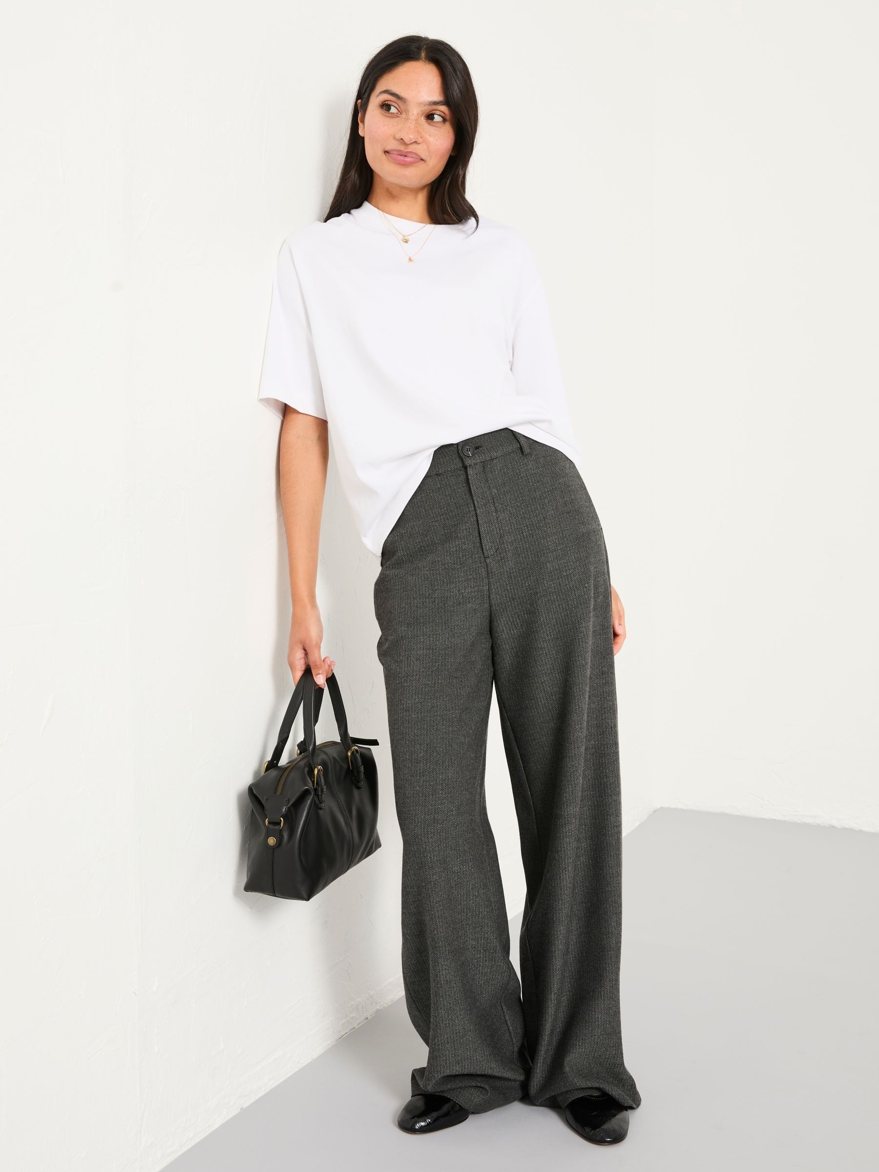 Preseley Charcoal Grey Wide Leg Trousers - Image 3 of 5