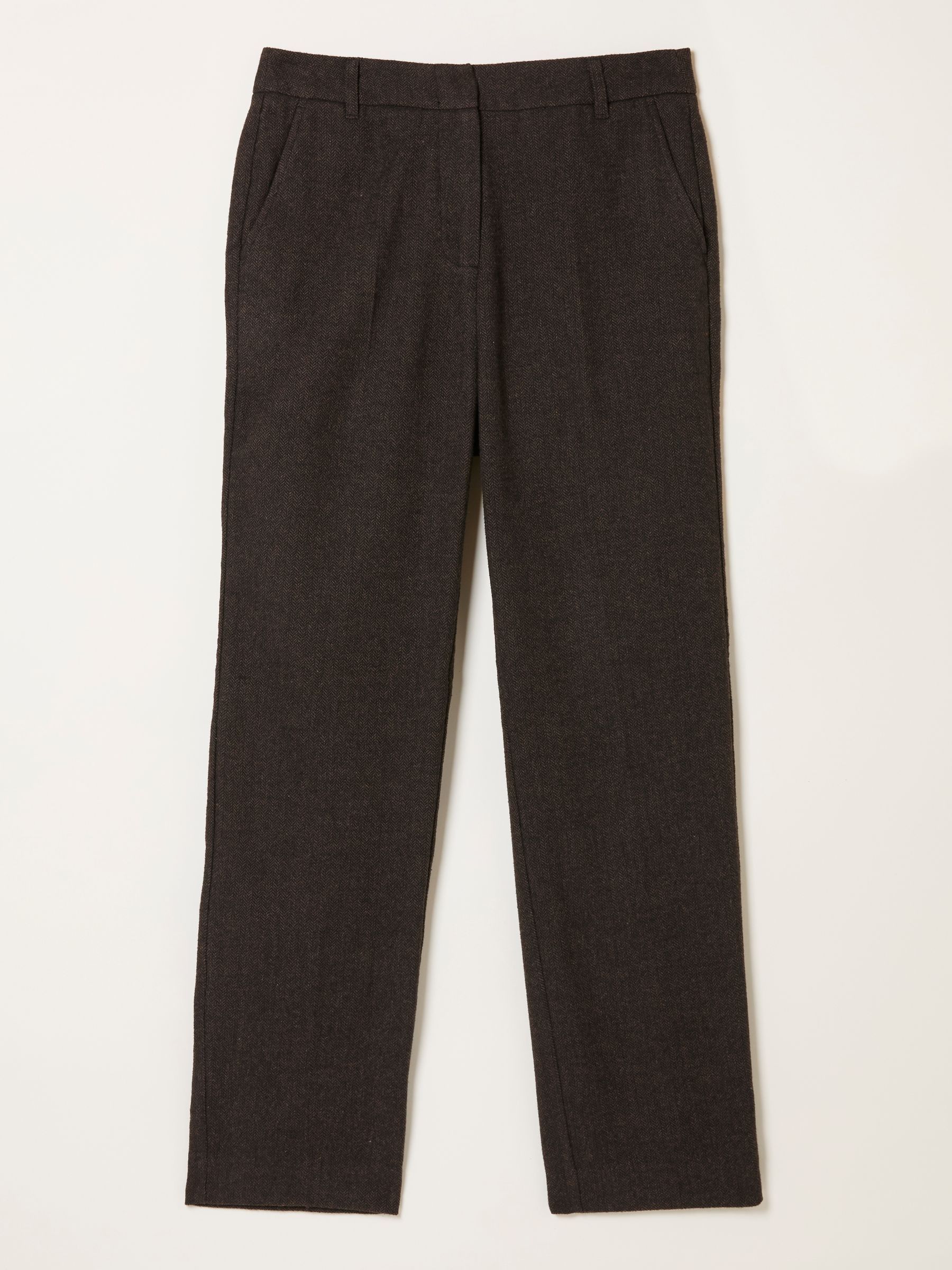 Tilly Chocolate Brown Herringbone Tapered Trousers - Image 6 of 6