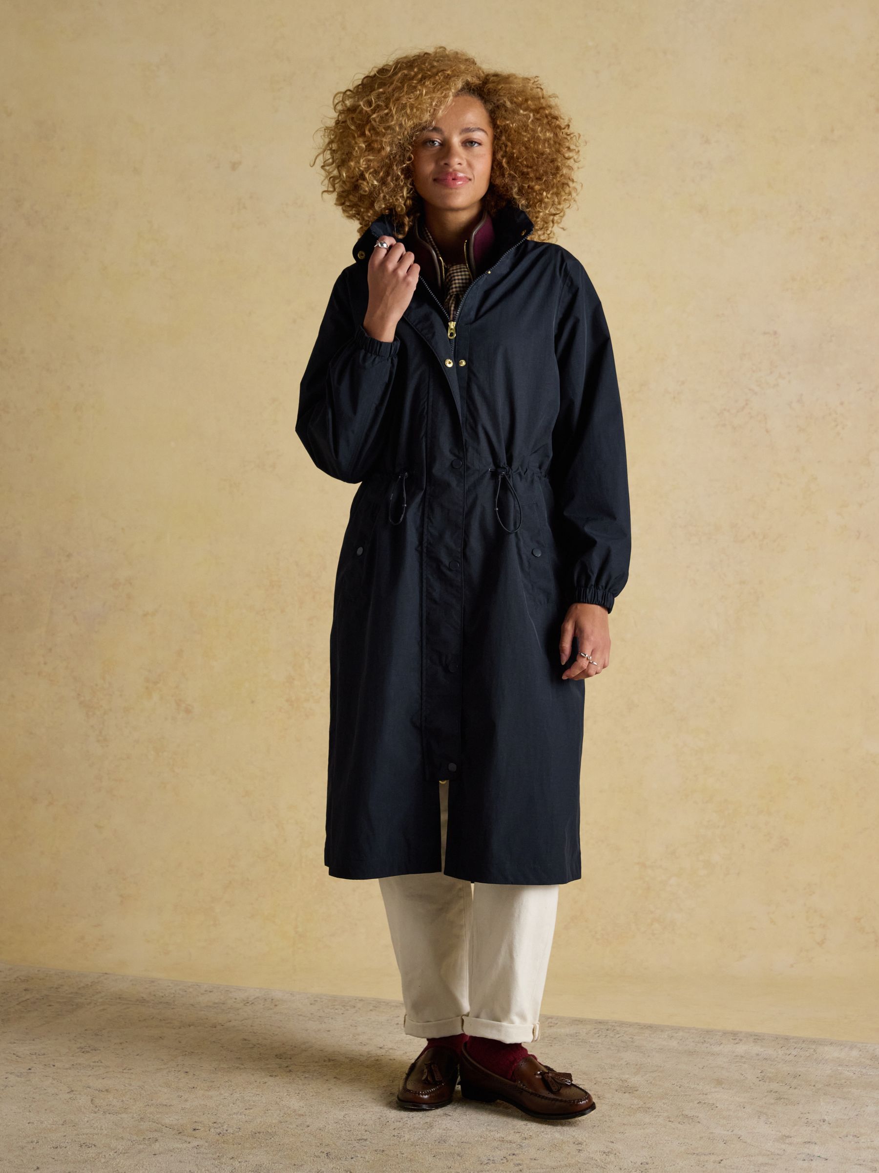 Hensley Navy Longline Waterproof Coat with Packable Hood - Image 1 of 13