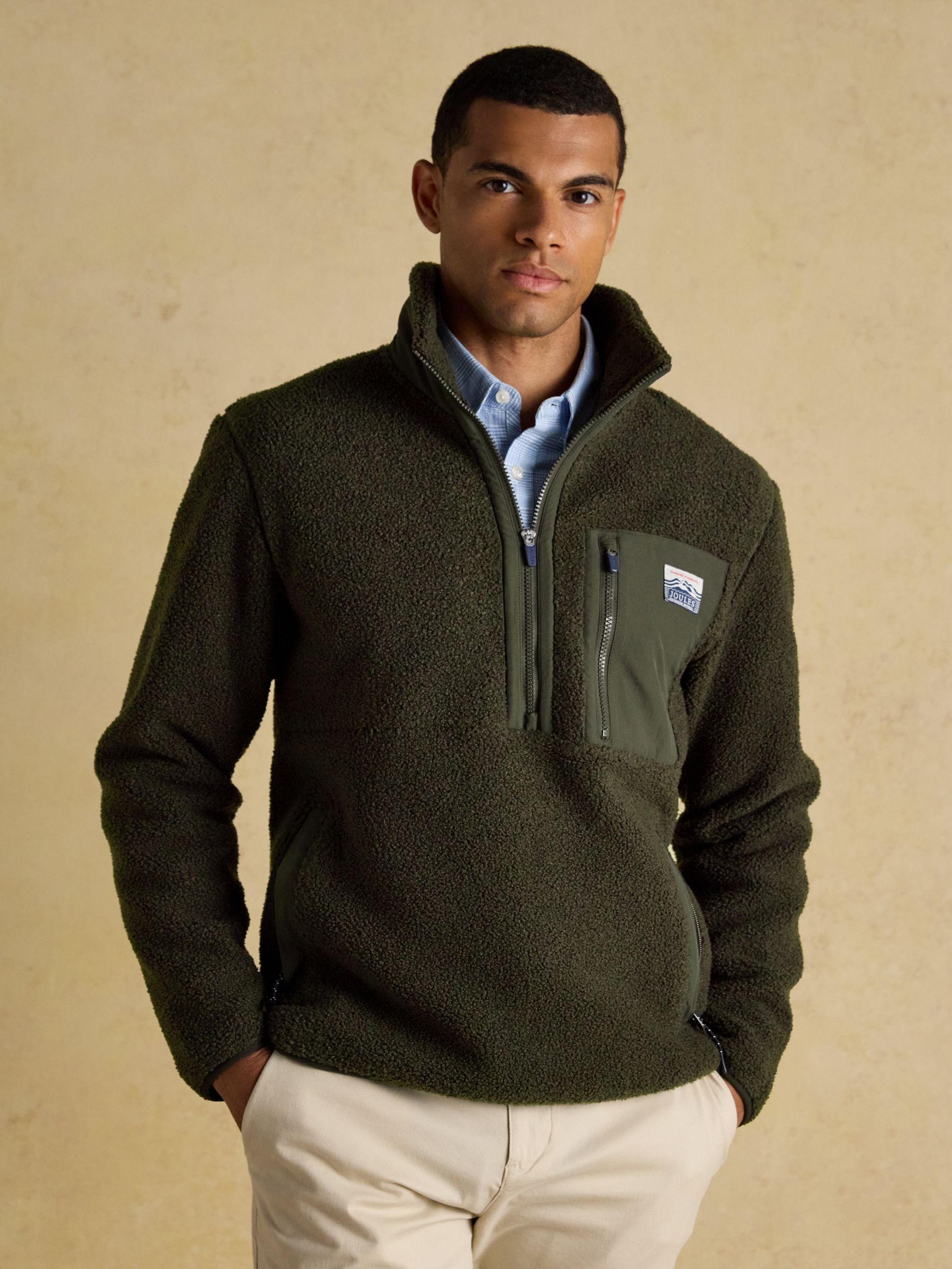 Ashford Green Quarter Zip Bonded Fleece | Joules