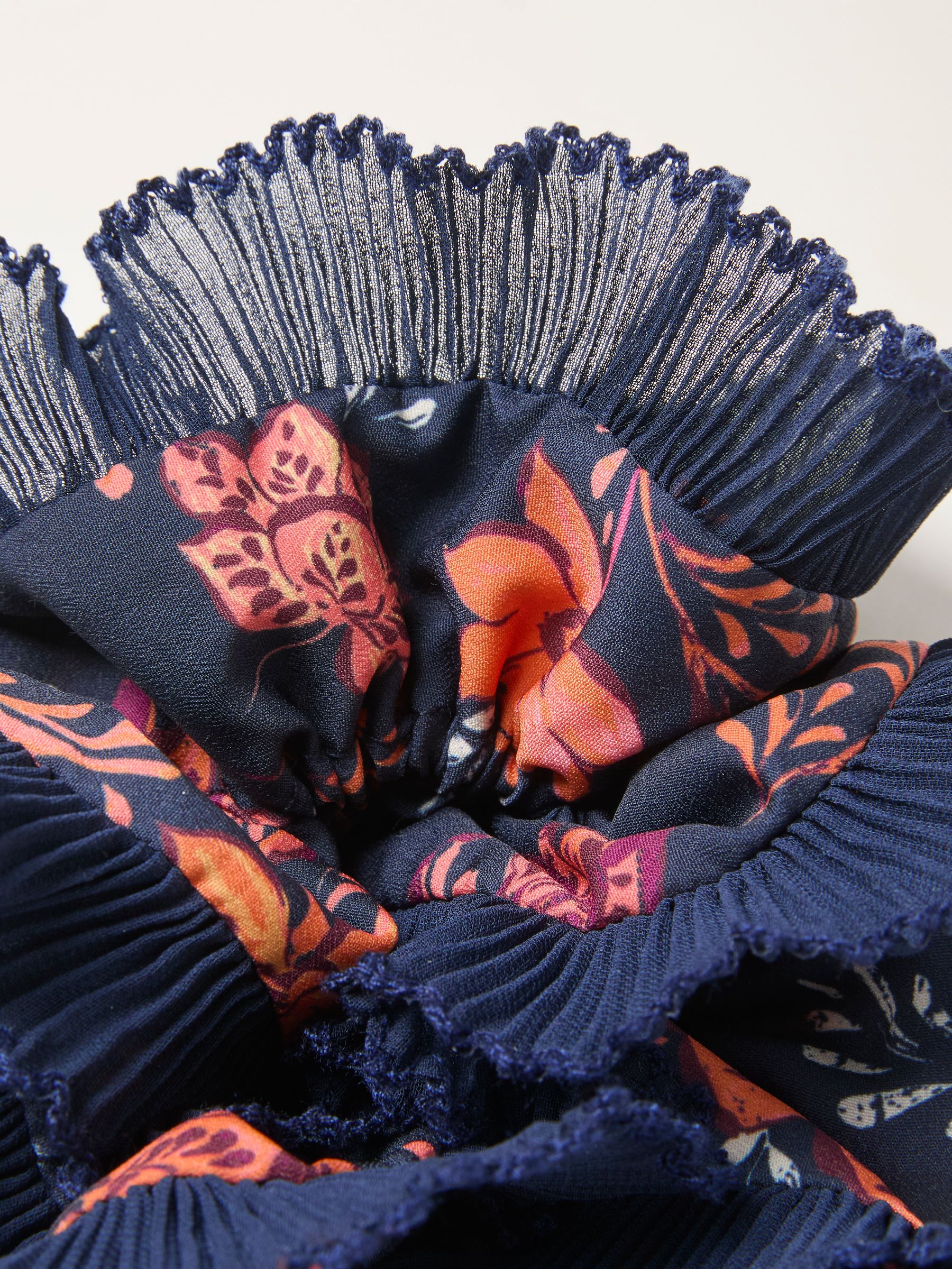 Navy Folk Floral Printed Scrunchie - Image 3 of 3