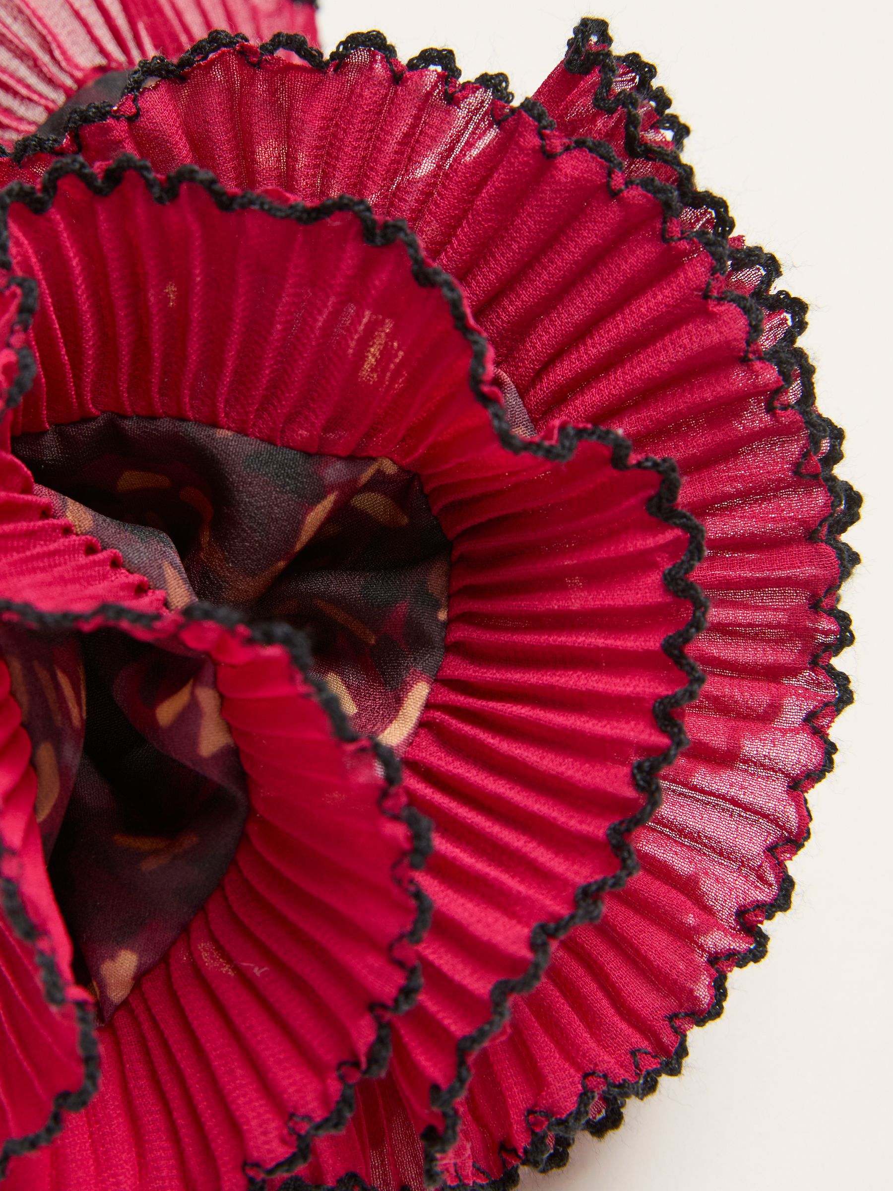 Burgundy Red Sketchy Texture Printed Scrunchie - Image 2 of 2