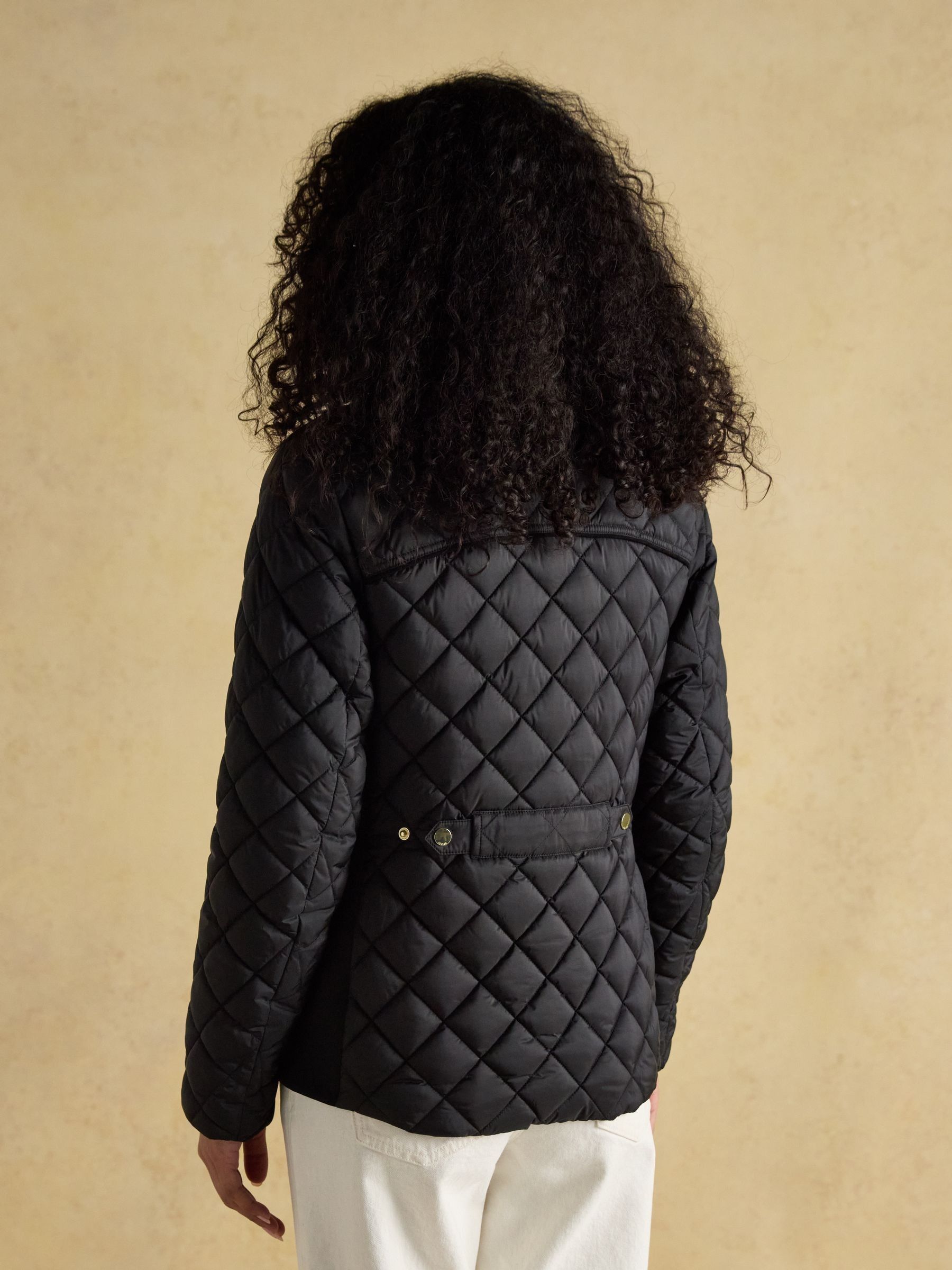 Braemar Luxe Black Showerproof Diamond Quilted Coat - Image 2 of 9