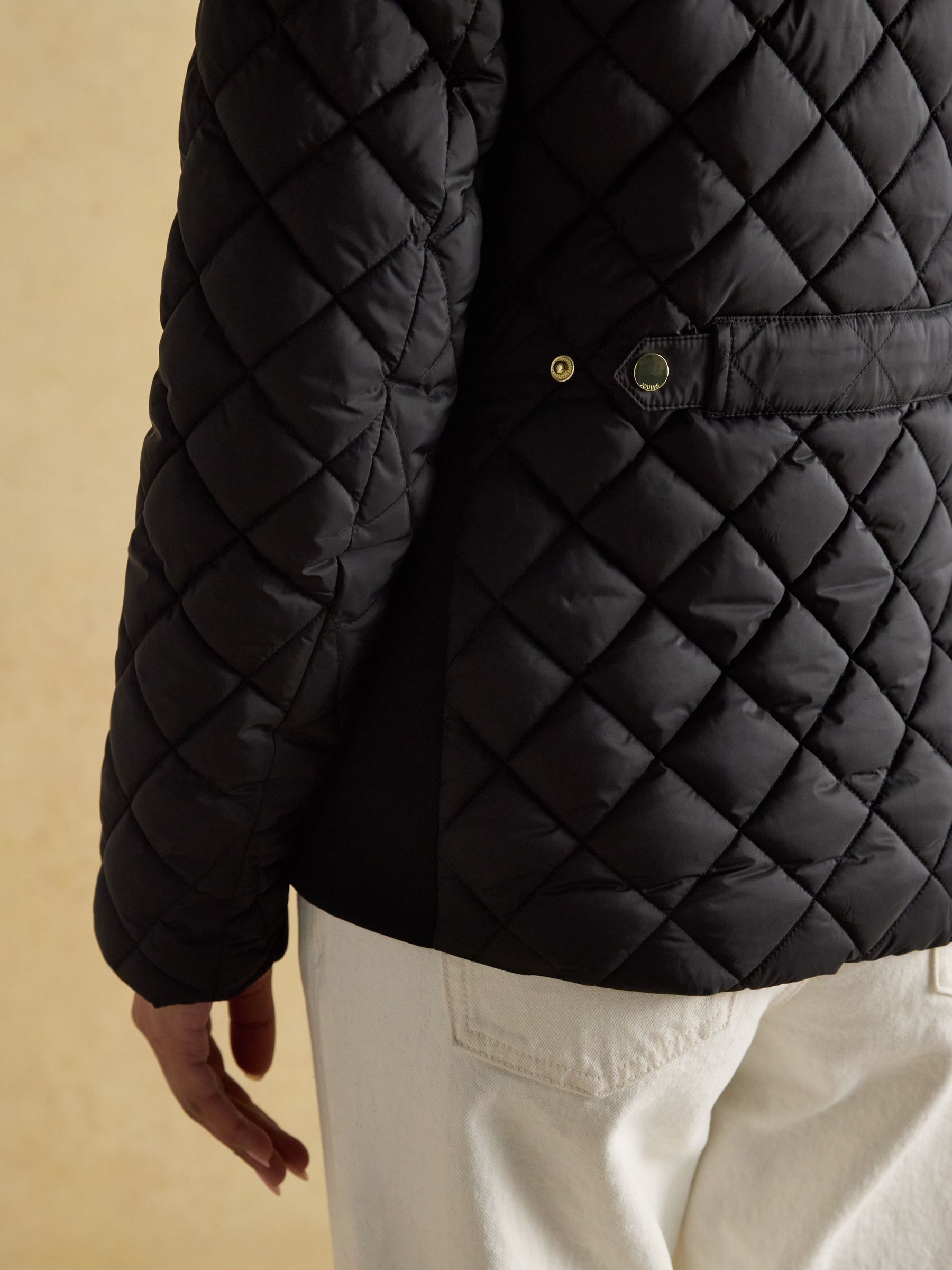Braemar Luxe Black Showerproof Diamond Quilted Coat - Image 5 of 9
