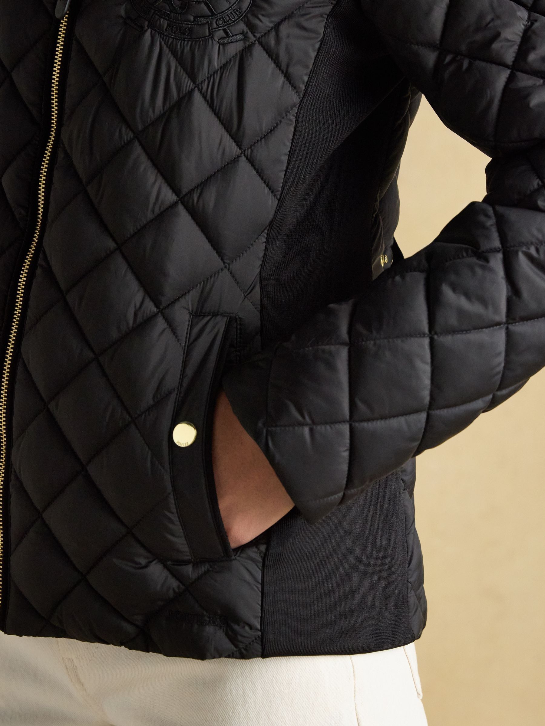 Braemar Luxe Black Showerproof Diamond Quilted Coat - Image 8 of 9