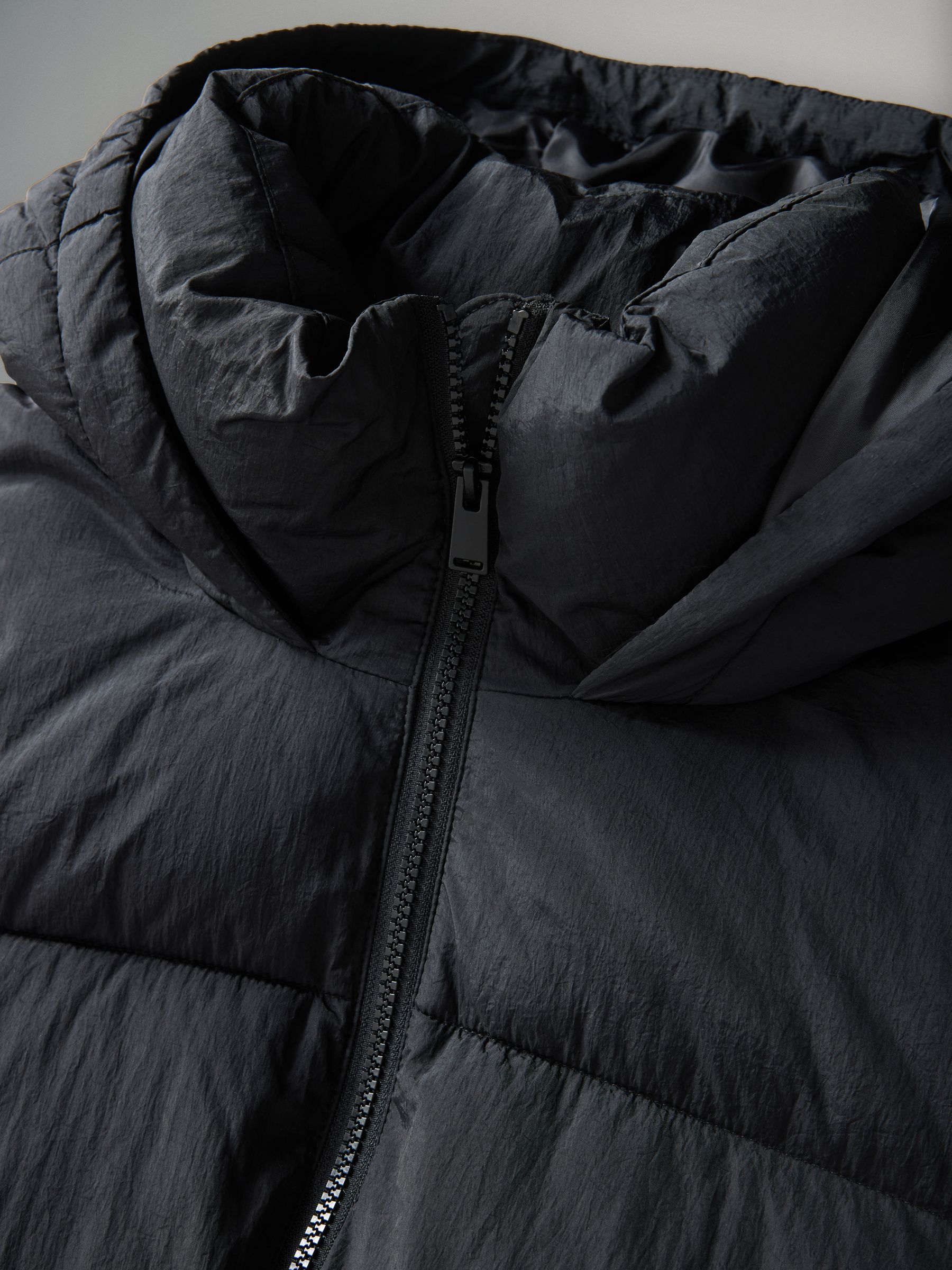 Black Hooded Longline Padded Midi Coat - Image 6 of 6