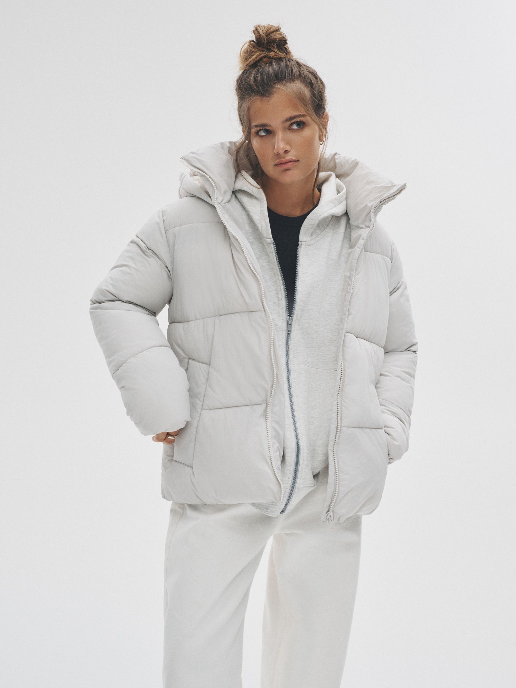 Oyster Grey - Short Padded Coat - Image 5 of 8