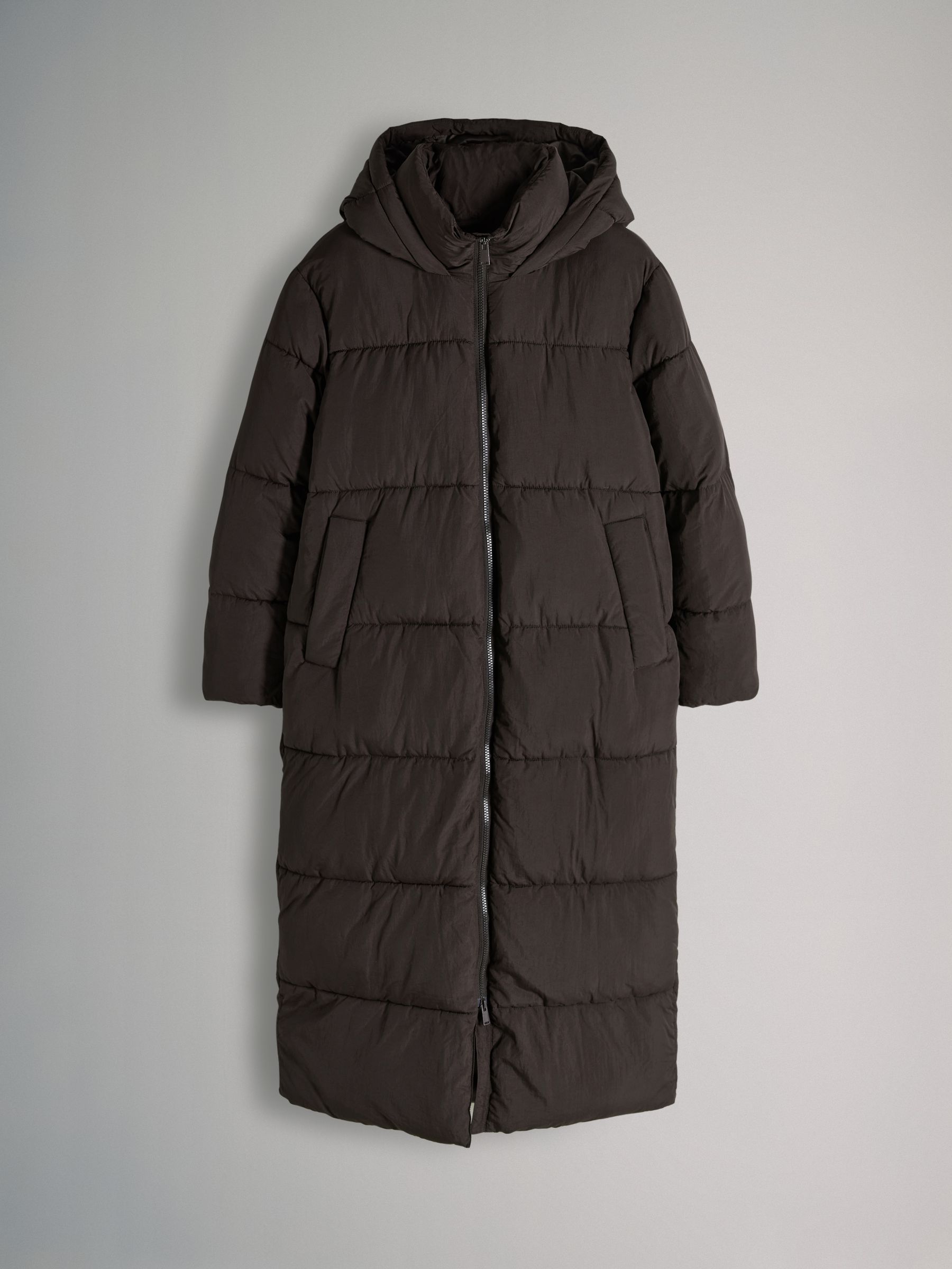 Chocolate Brown - Hooded Longline Padded Maxi Coat - Image 2 of 9