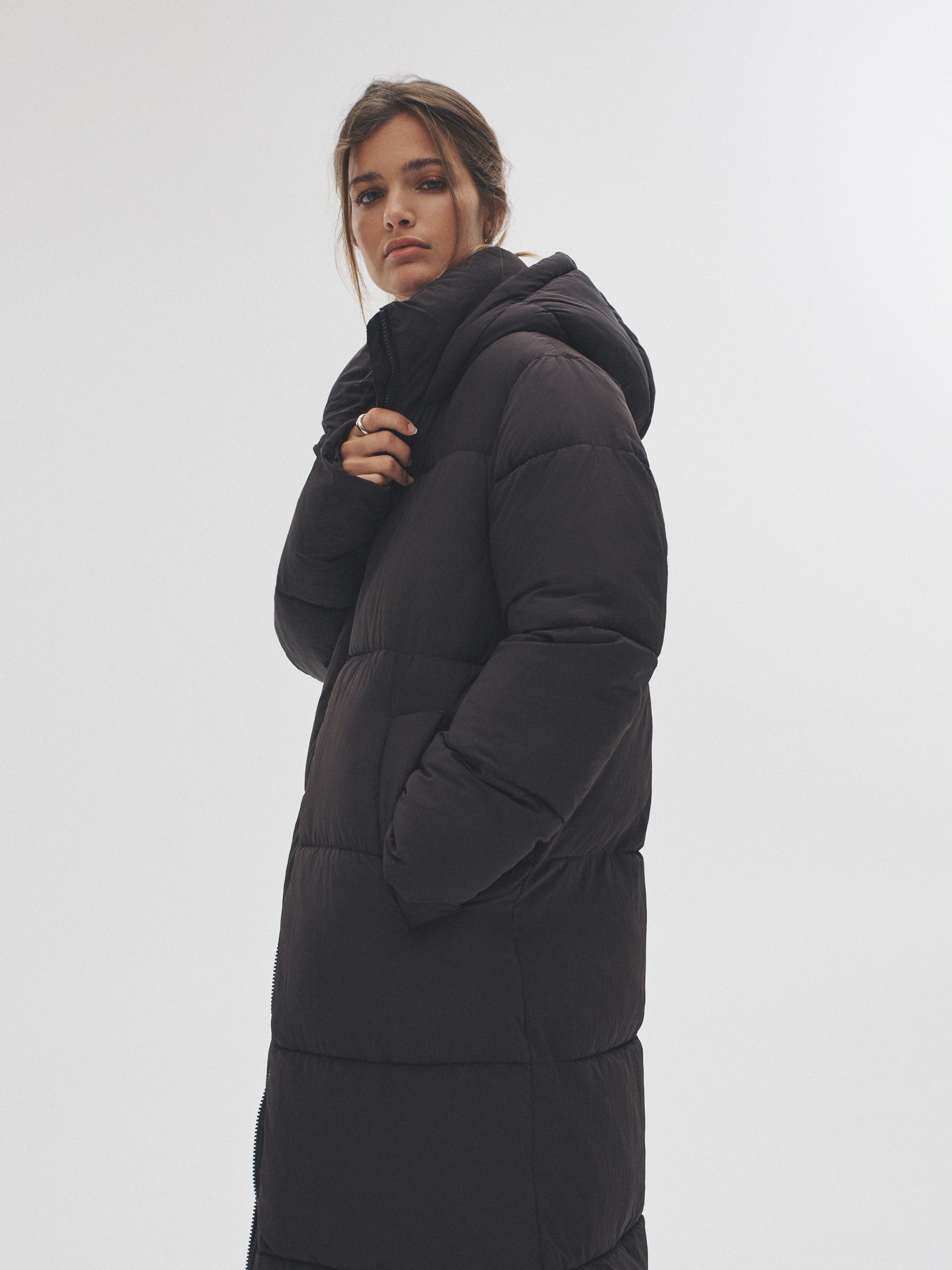 Chocolate Brown - Hooded Longline Padded Maxi Coat - Image 4 of 9