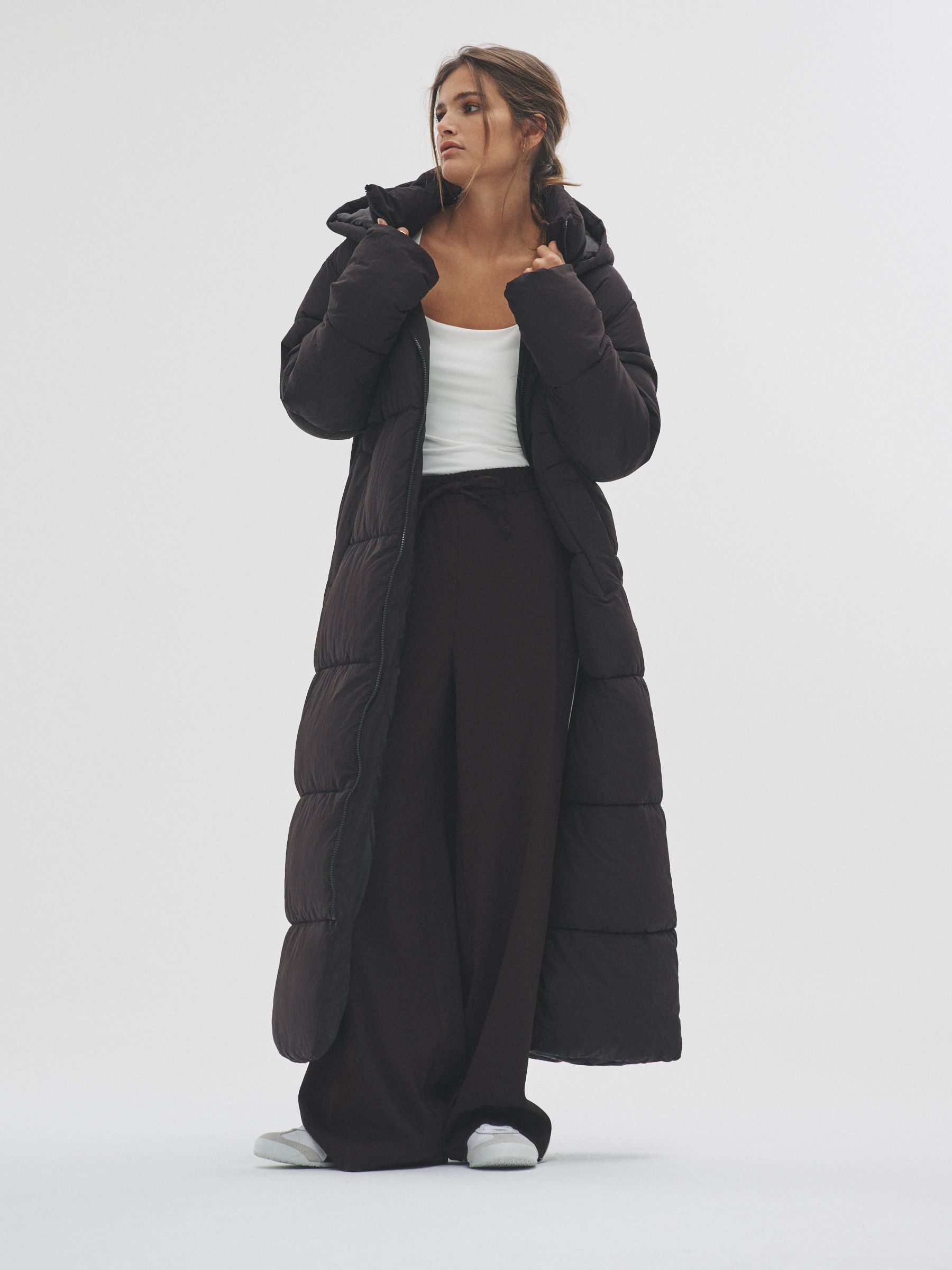 Chocolate Brown - Hooded Longline Padded Maxi Coat - Image 5 of 9