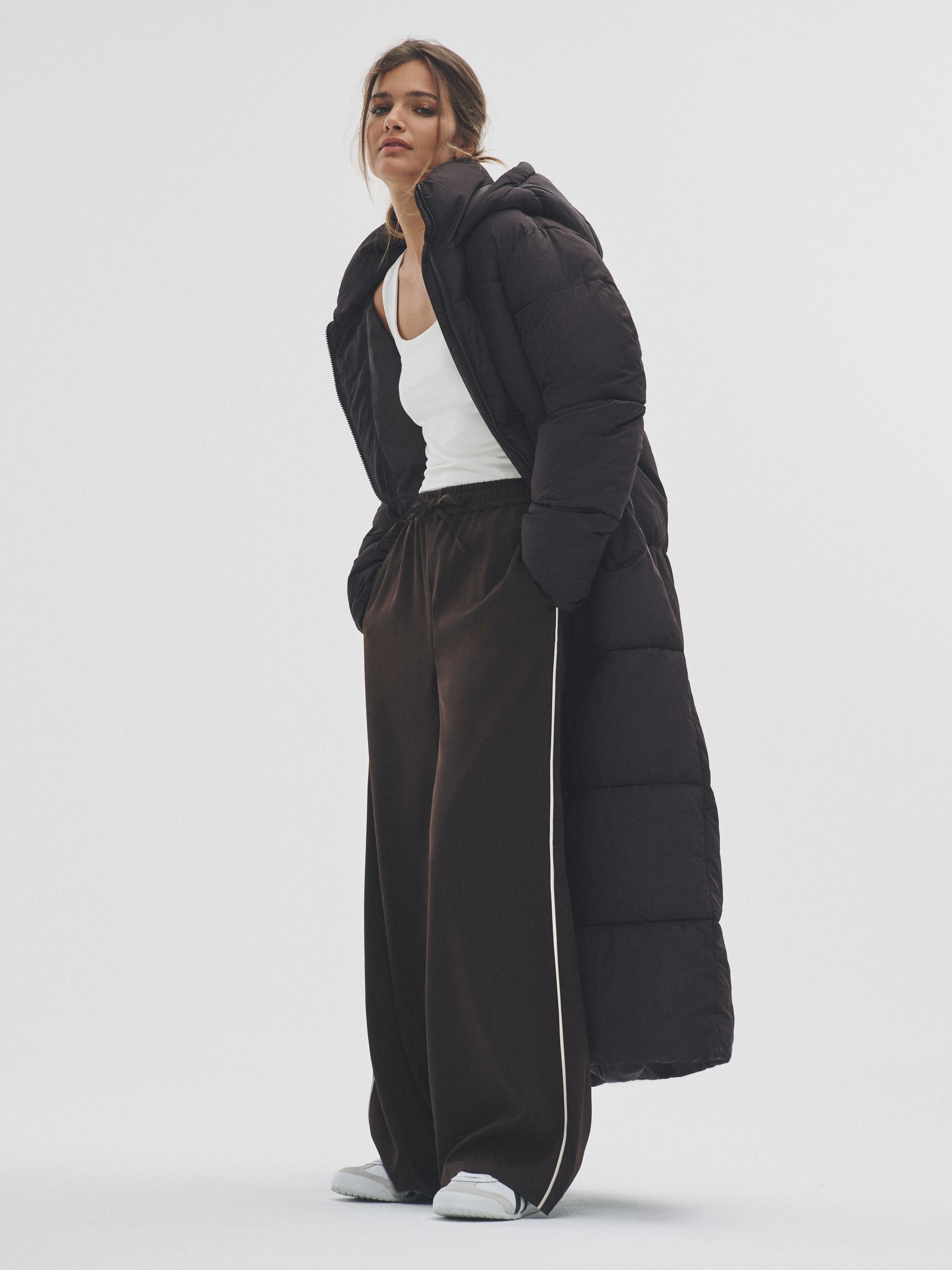 Chocolate Brown - Hooded Longline Padded Maxi Coat - Image 6 of 9