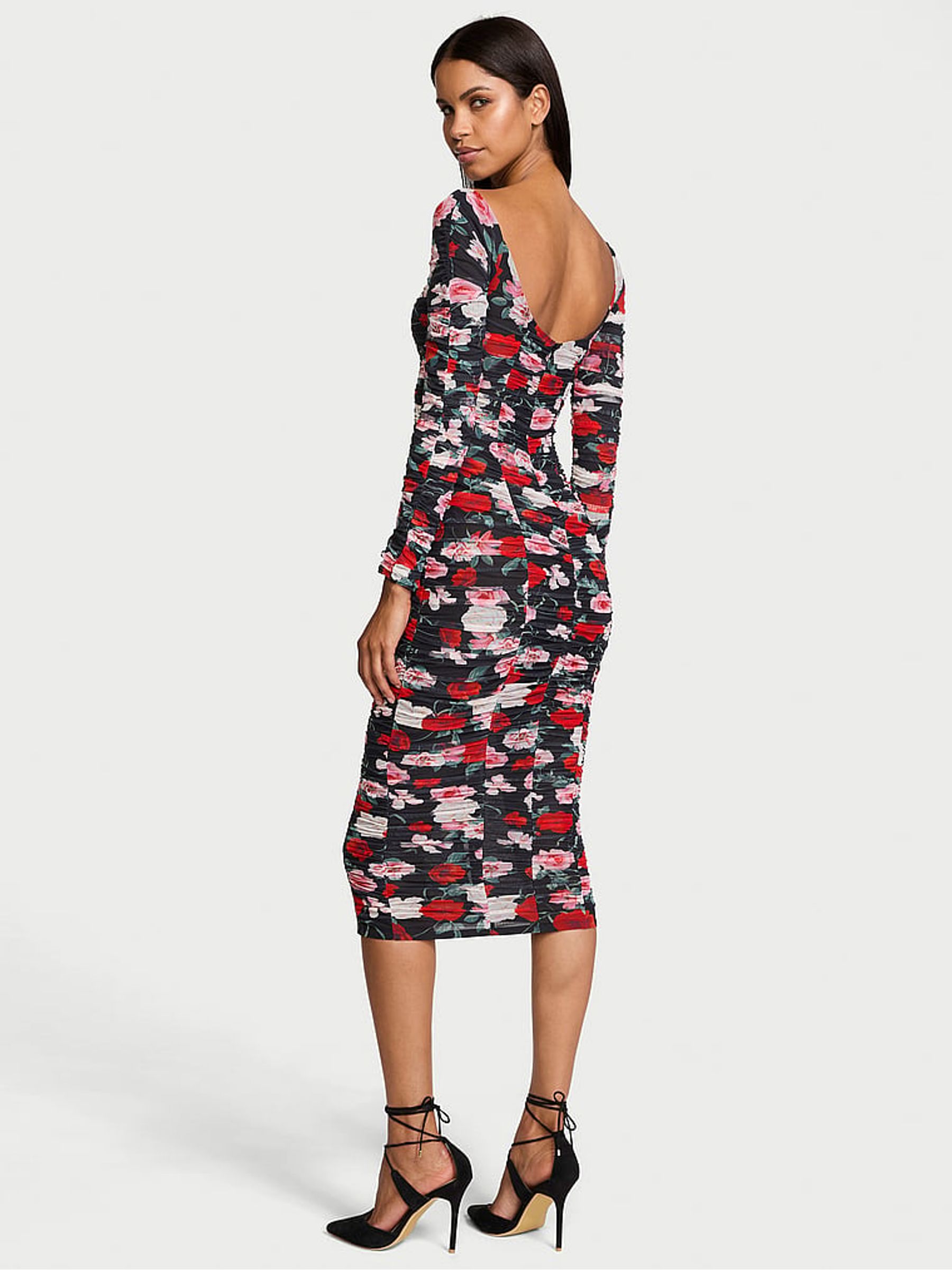 Black Atelier Floral Long Sleeve Slip Dress - Image 2 of 4