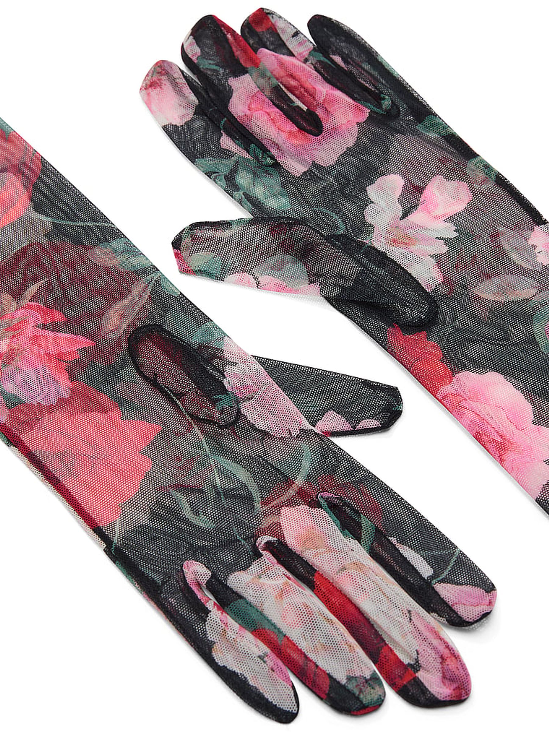 Black Floral Atelier Sheer Long Gloves - Image 2 of 2