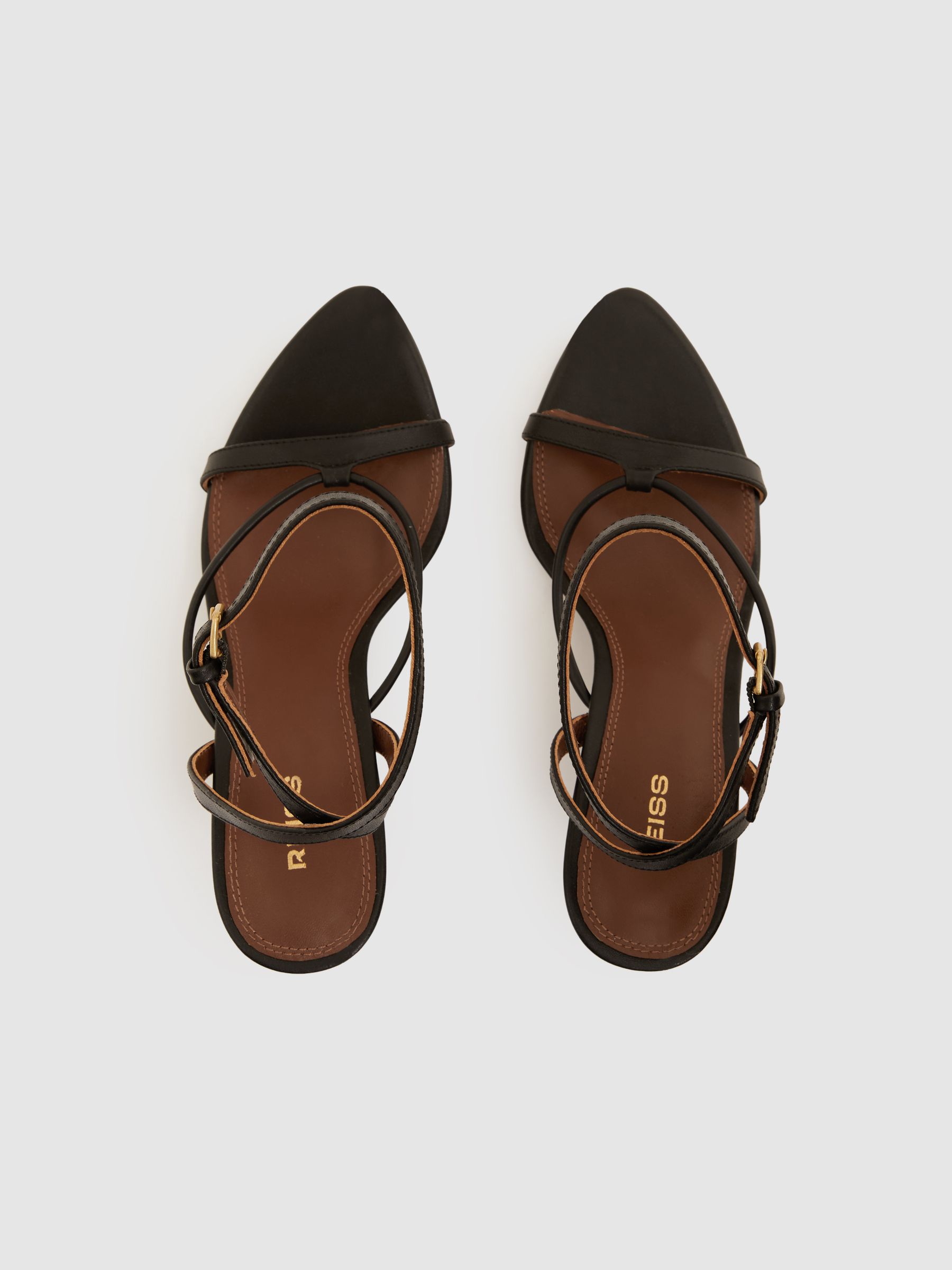 Leather Strappy Heeled Sandals in Black - Image 3 of 5
