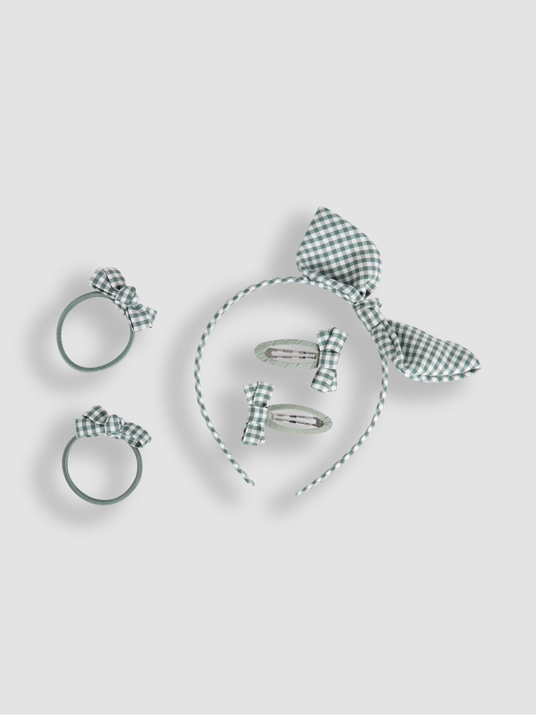 Green Gingham Hair Accessories Pack - Image 1 of 4