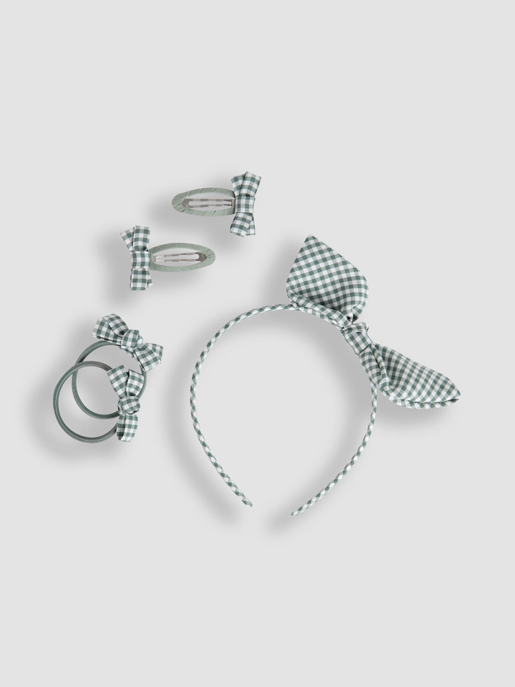 Green Gingham Hair Accessories Pack - Image 2 of 4