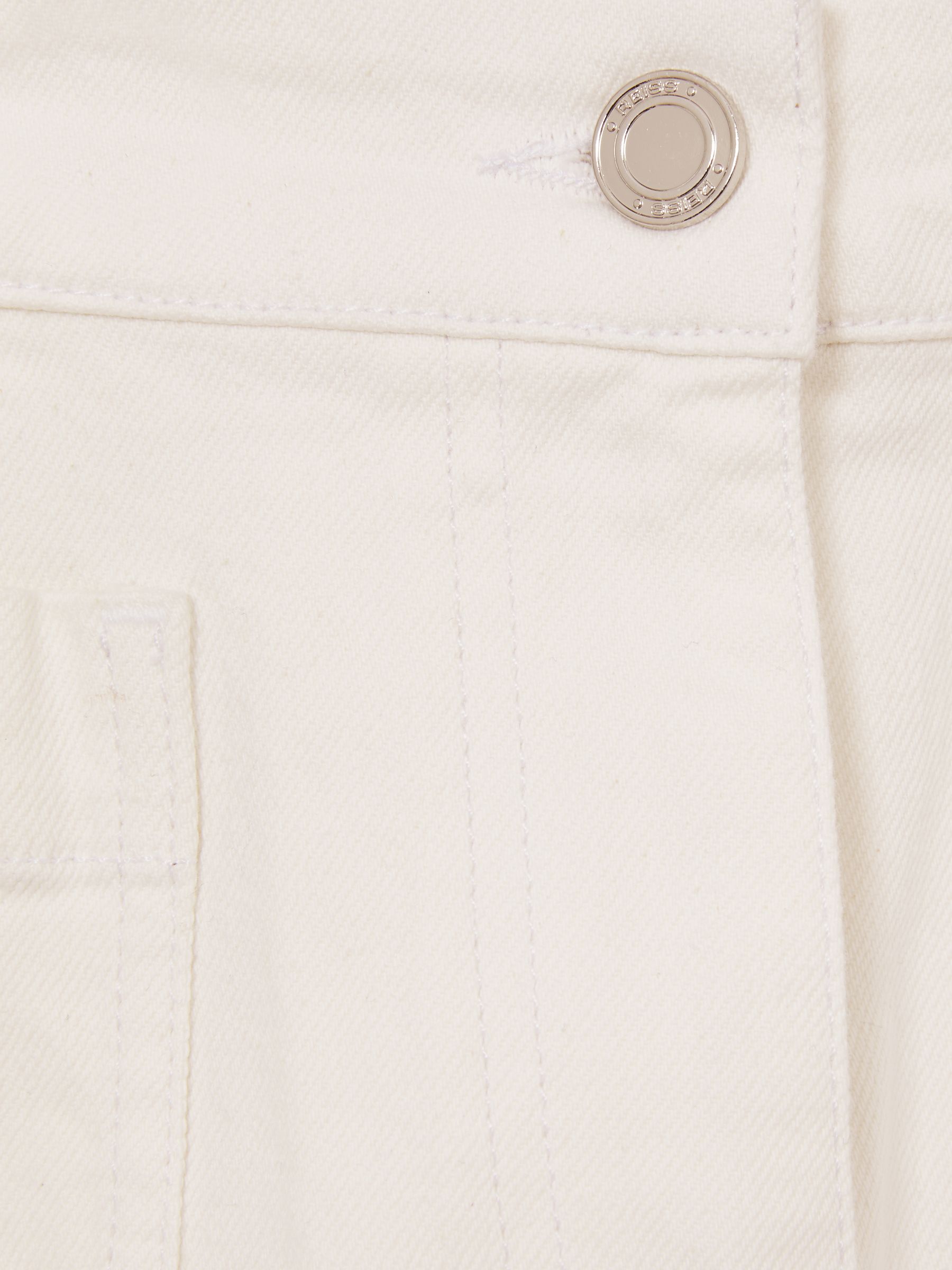 Mid-Rise Patch Pocket Denim Shorts in White - Image 6 of 6