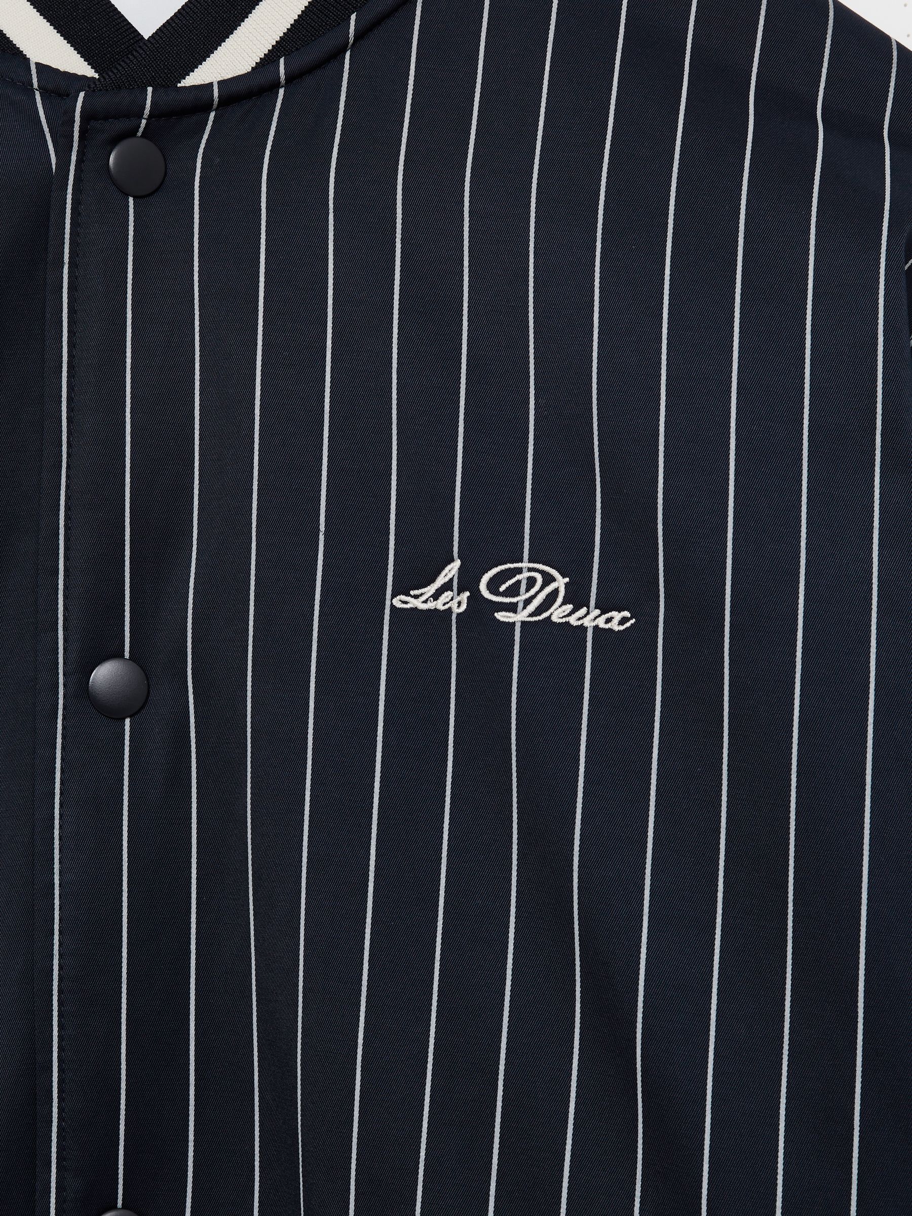Les Deux Technical Varsity Jacket in Navy Stripe - Image 5 of 5