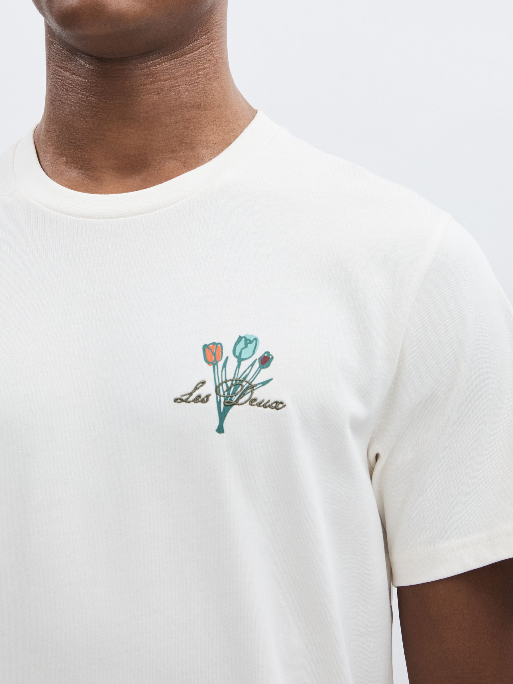 Les Deux 100% Cotton Café Print T-Shirt in Ivory Print - Image 3 of 5